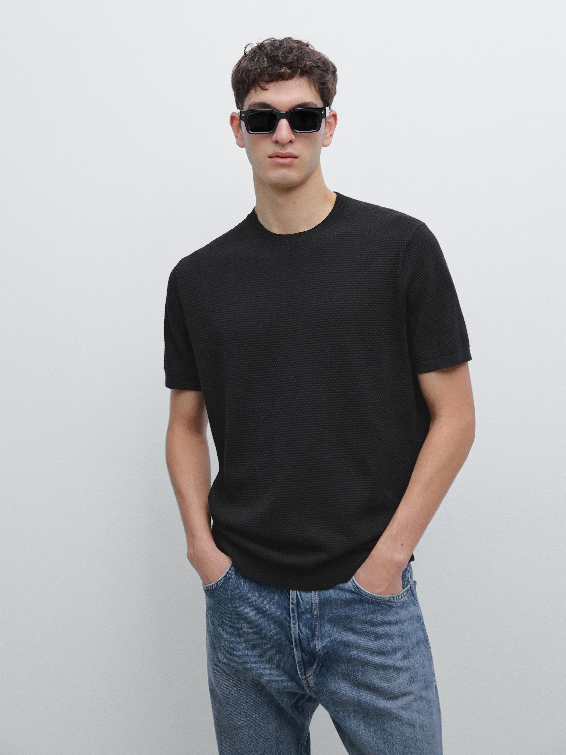 Textured knit T-shirt