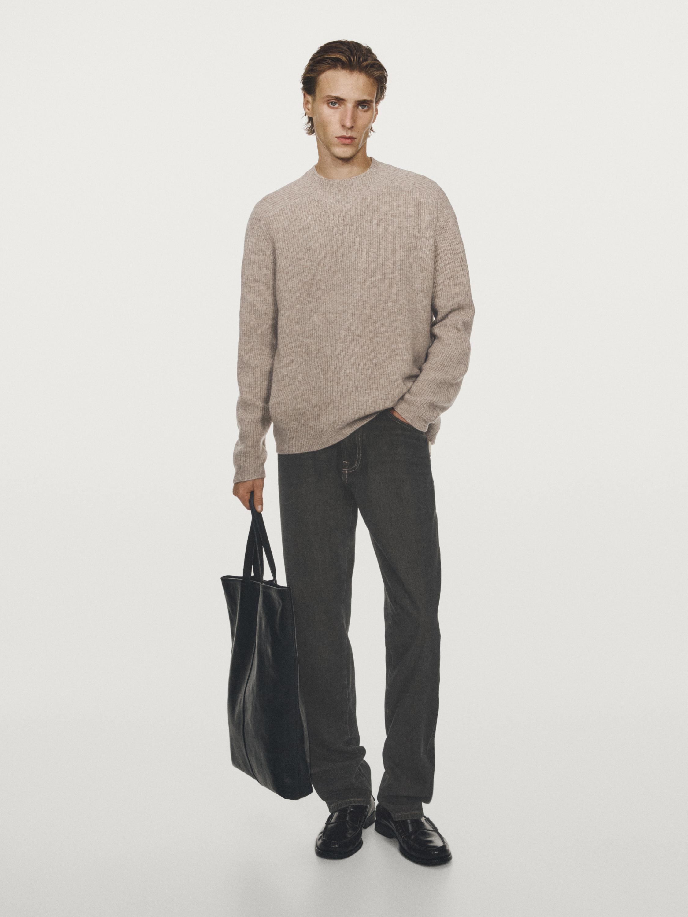 Jersey punto cuello subido mezcla lana