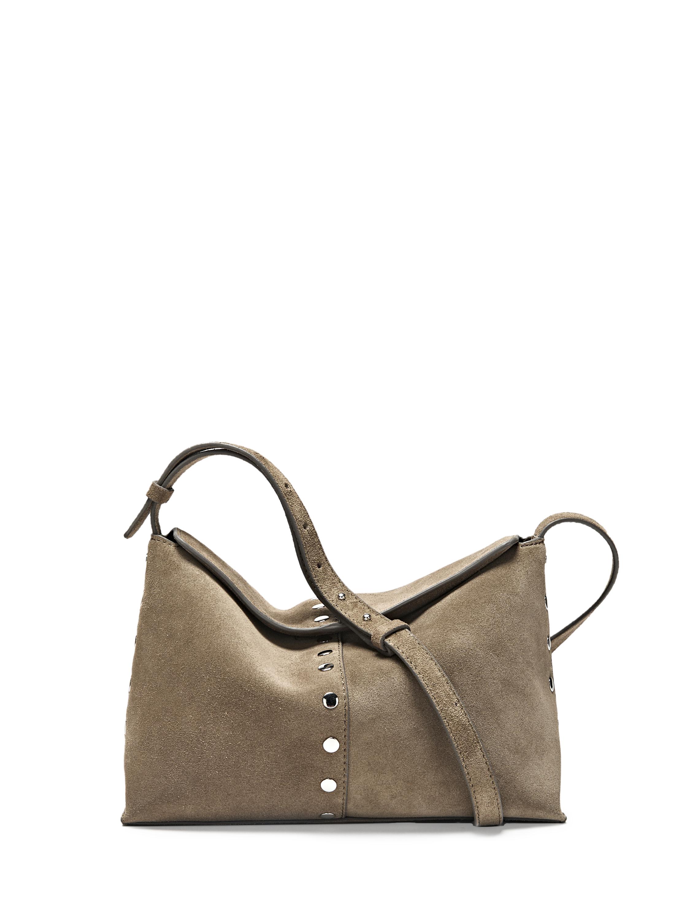 Split leather bag with stud details — MOLE BROWN