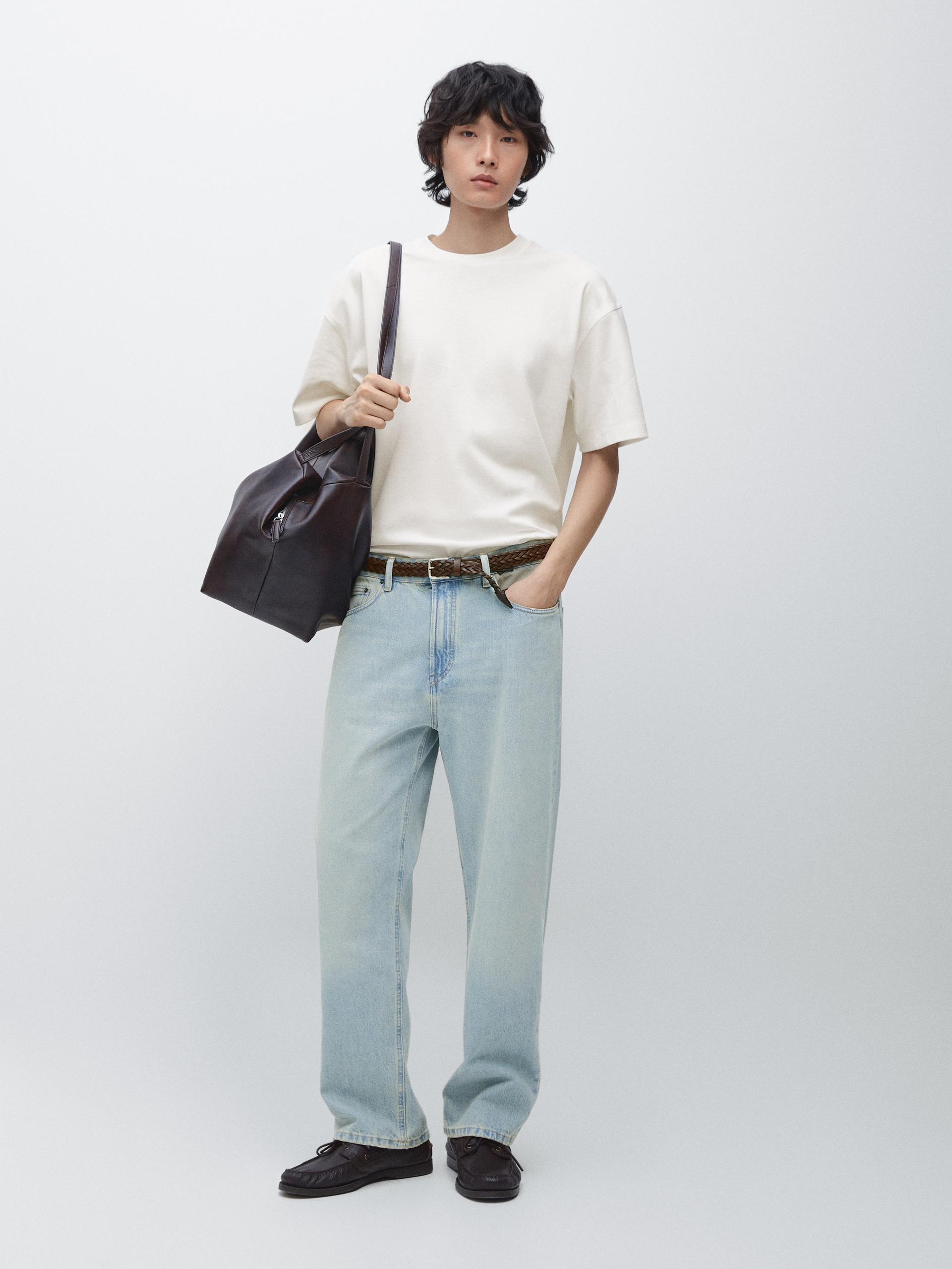 Jean Large - Bleu Clair - 30 - Massimo Dutti - Homme