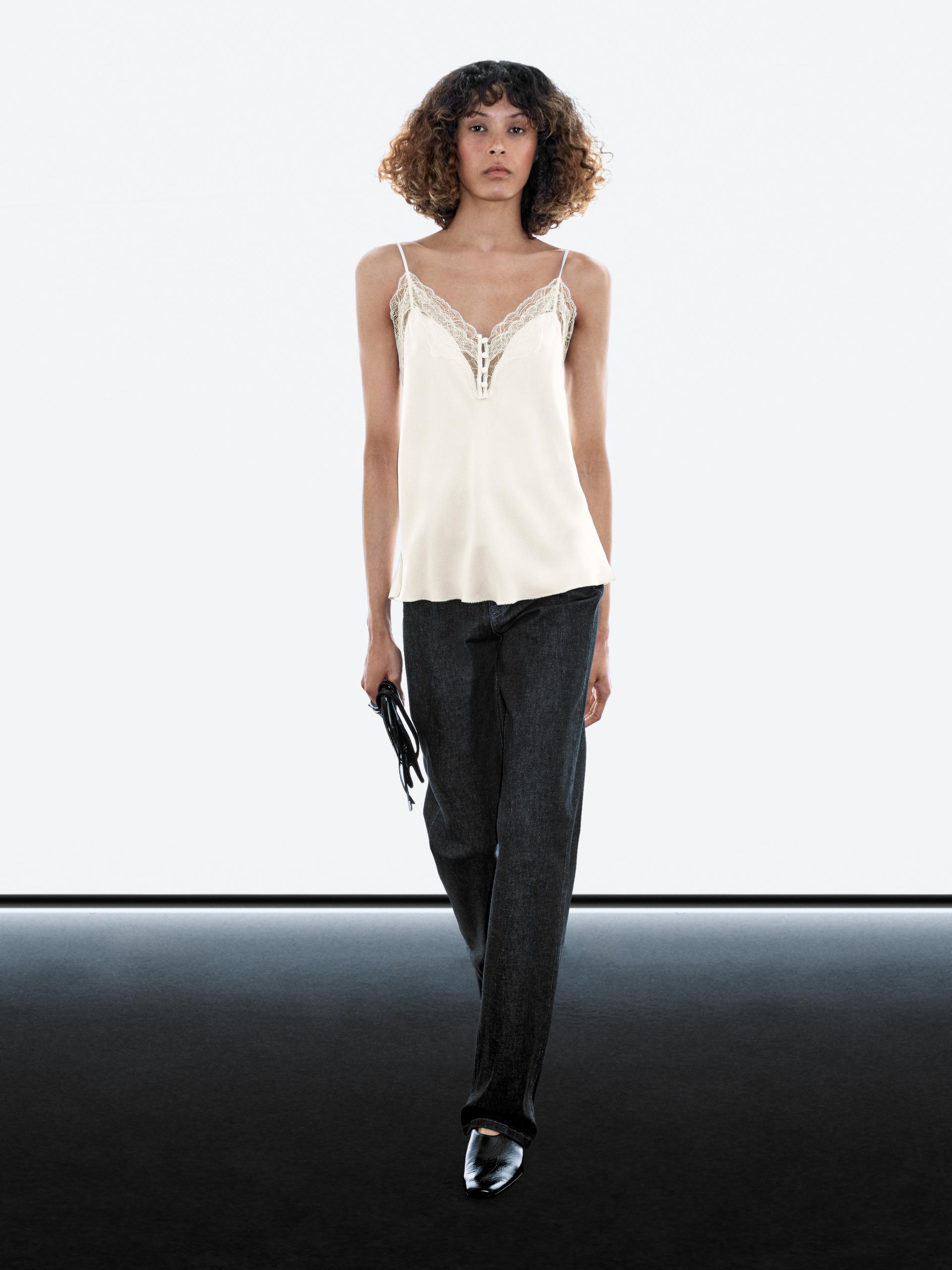 Top Lingerie Con Bottoni - Ghiaccio - M - Massimo Dutti - Femminile