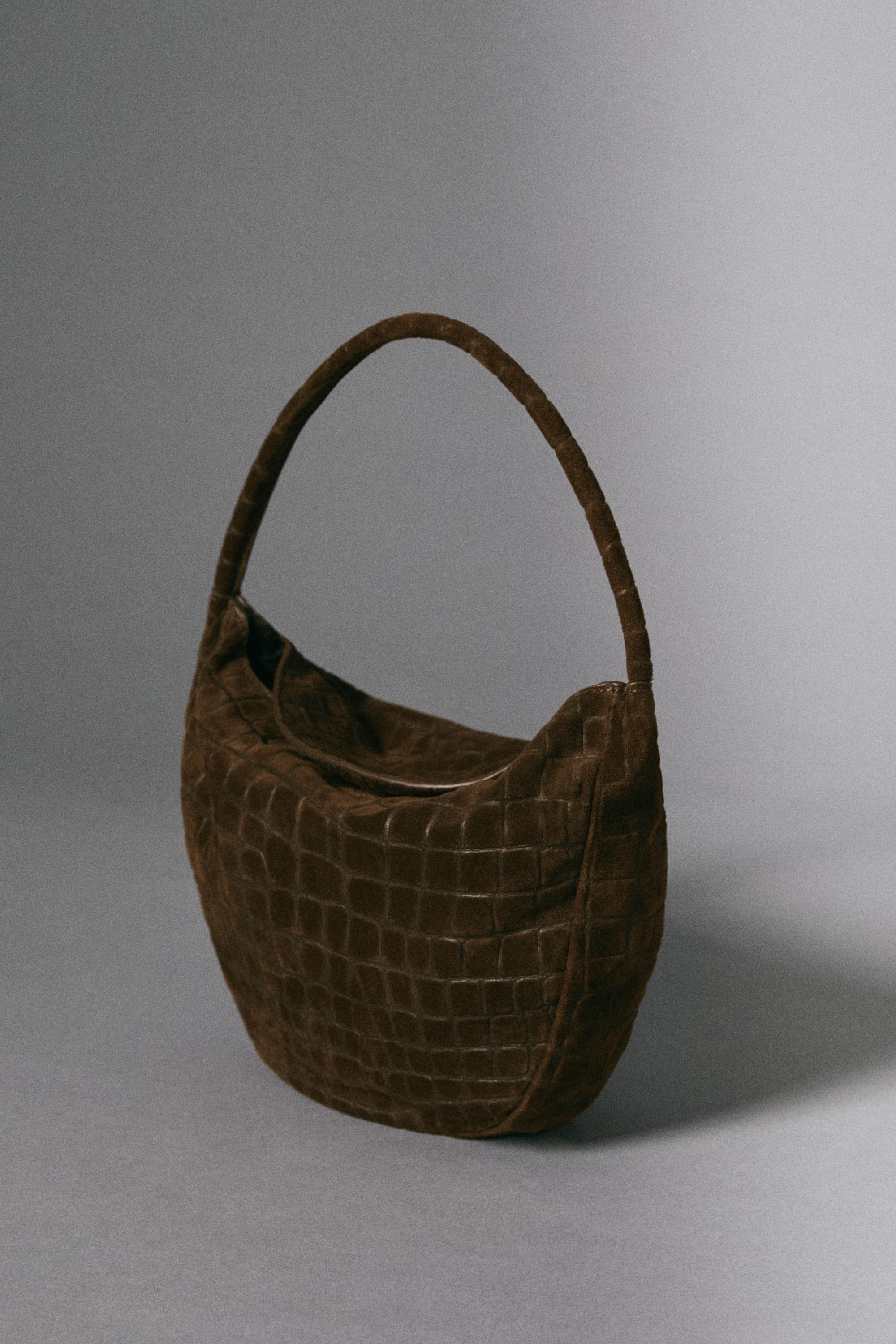 Split suede leather slouchy mini bag — LEATHER