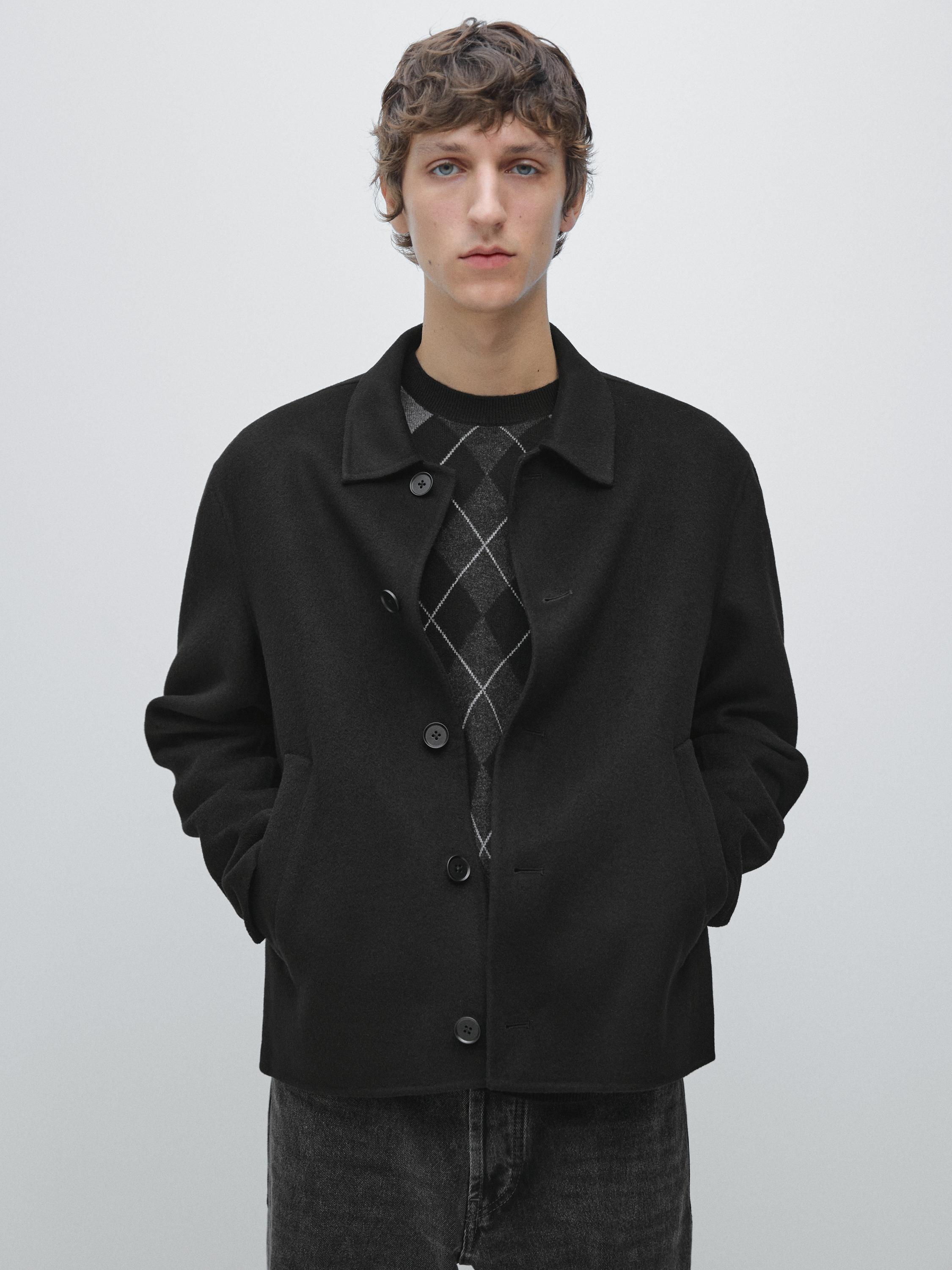 Short wool blend overshirt