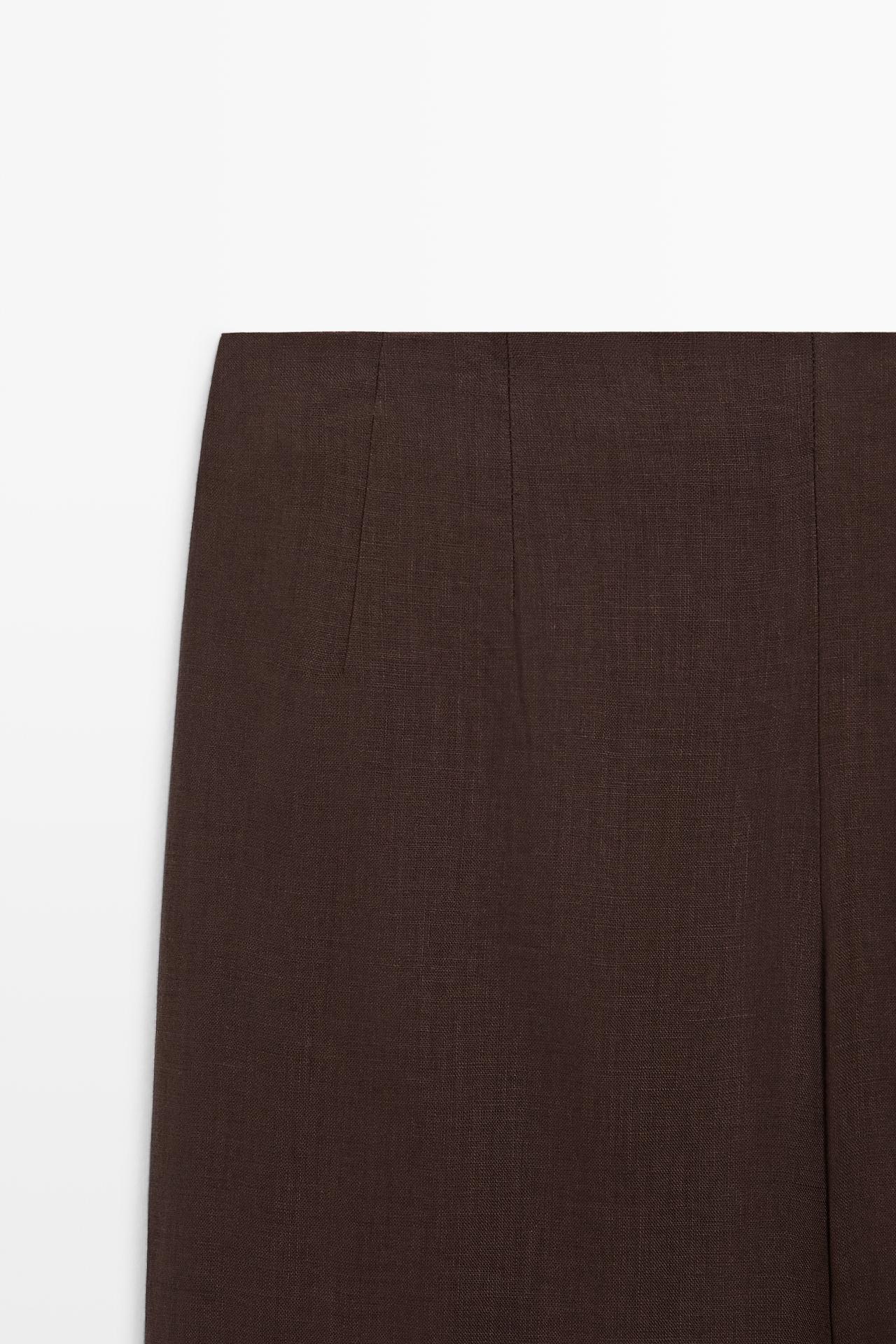 100% linen flowing pants — BROWN