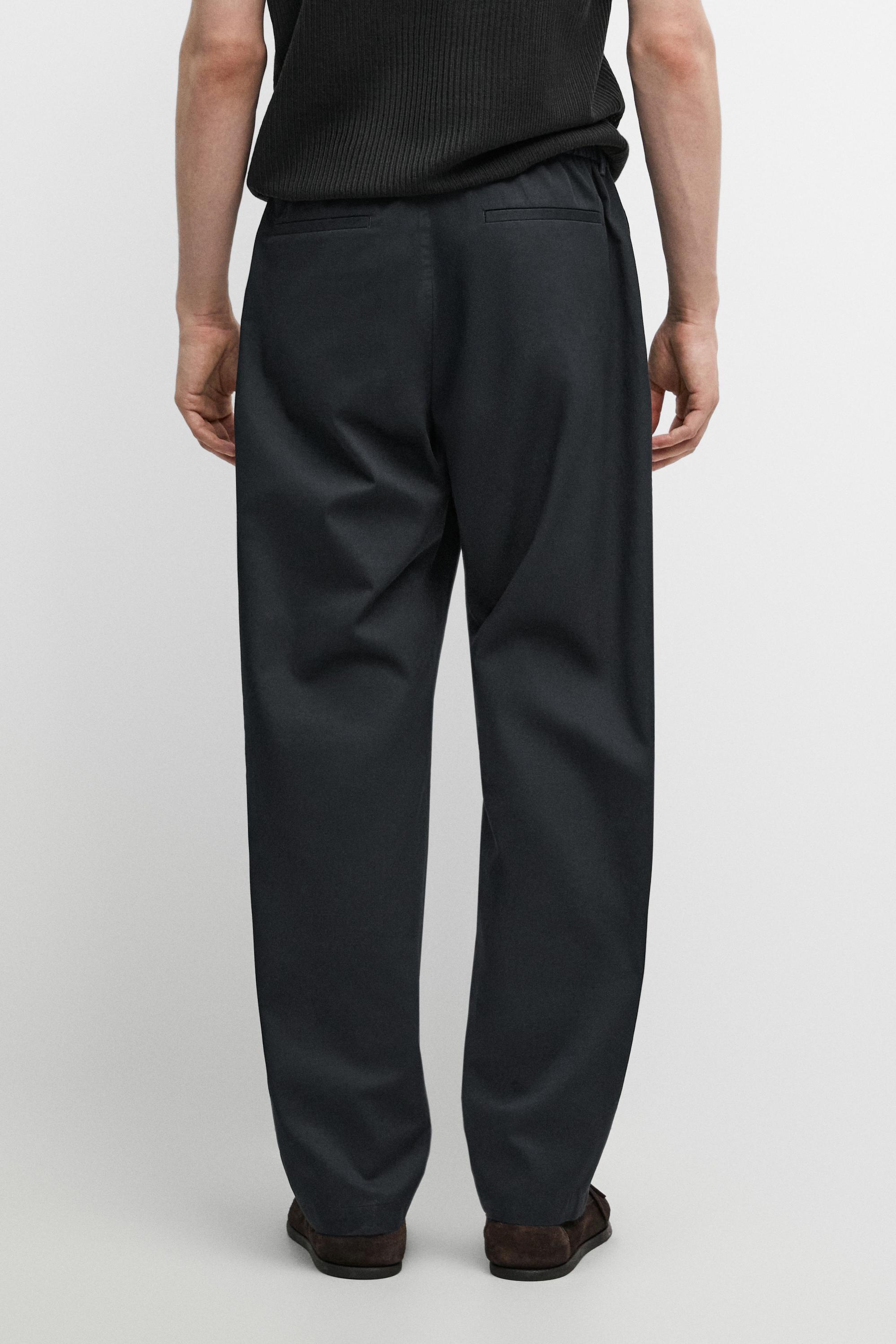 Cotton blend jogger fit pants — NAVY BLUE