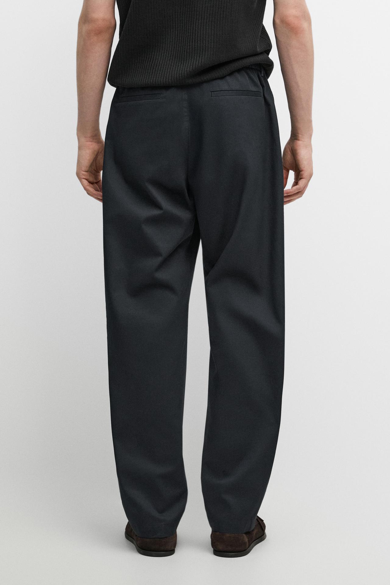 Cotton blend jogger fit pants — NAVY BLUE