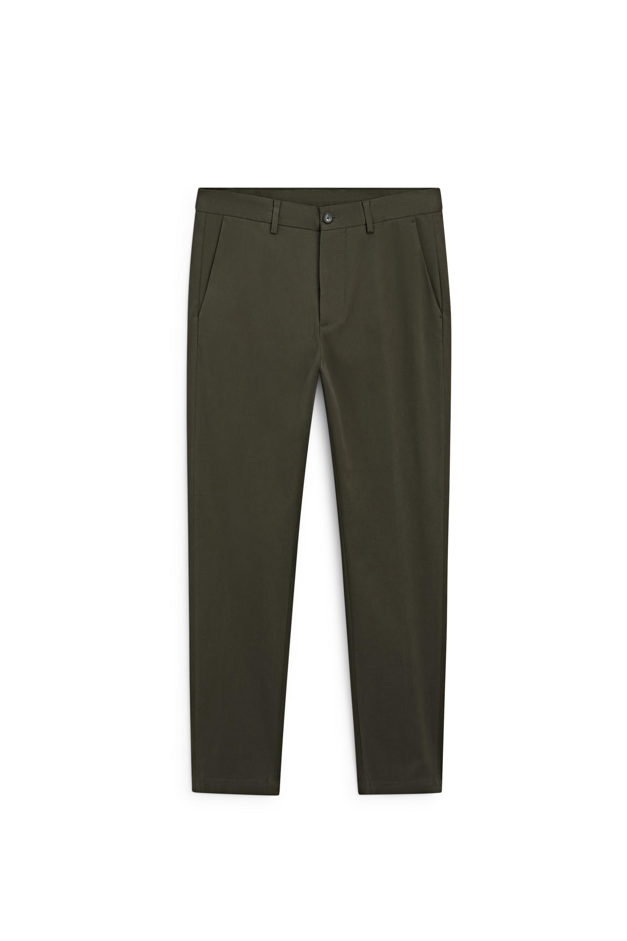 Cotton blend slim fit pants — KHAKI