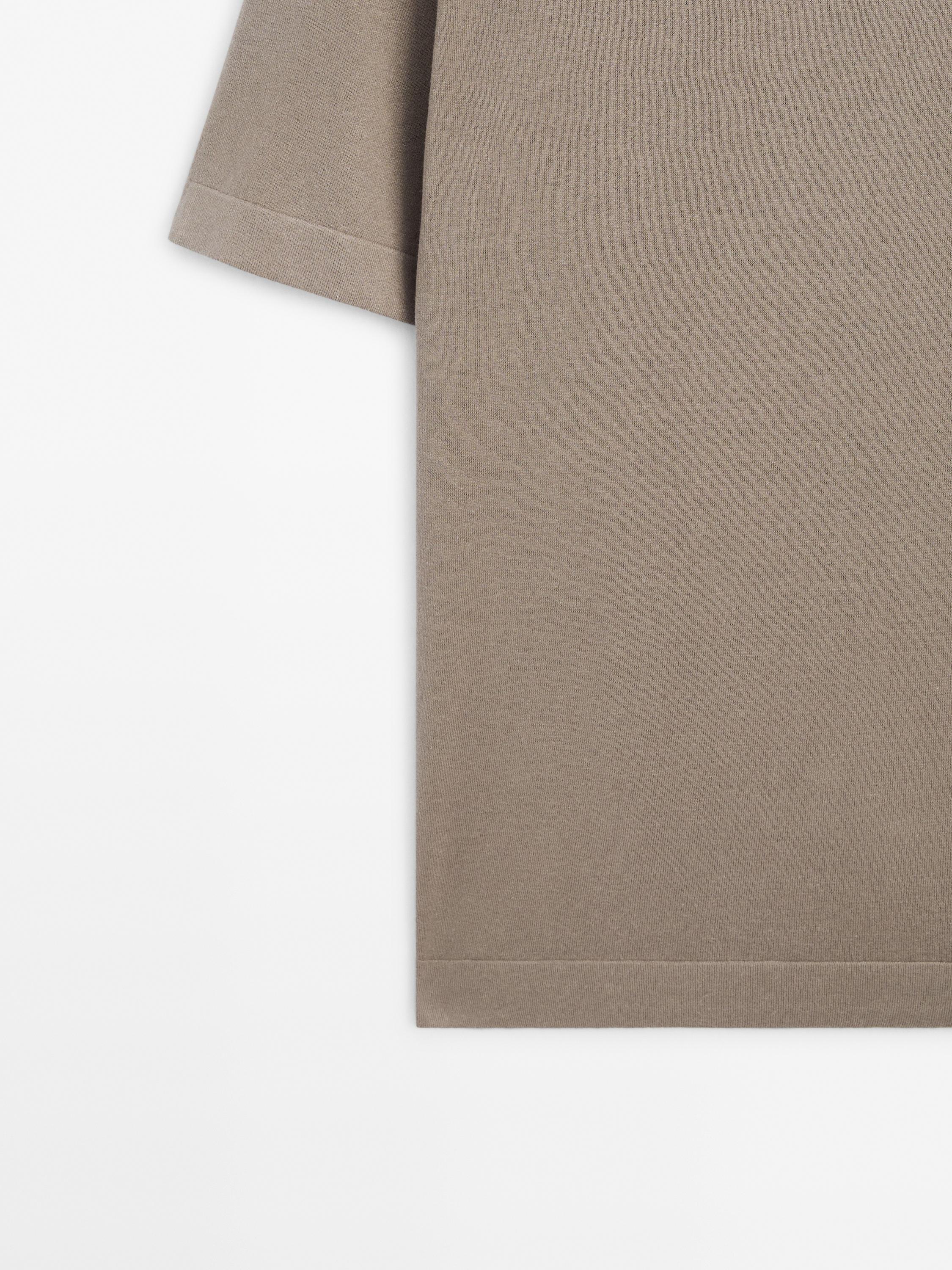 Cotton blend knit short sleeve sweater