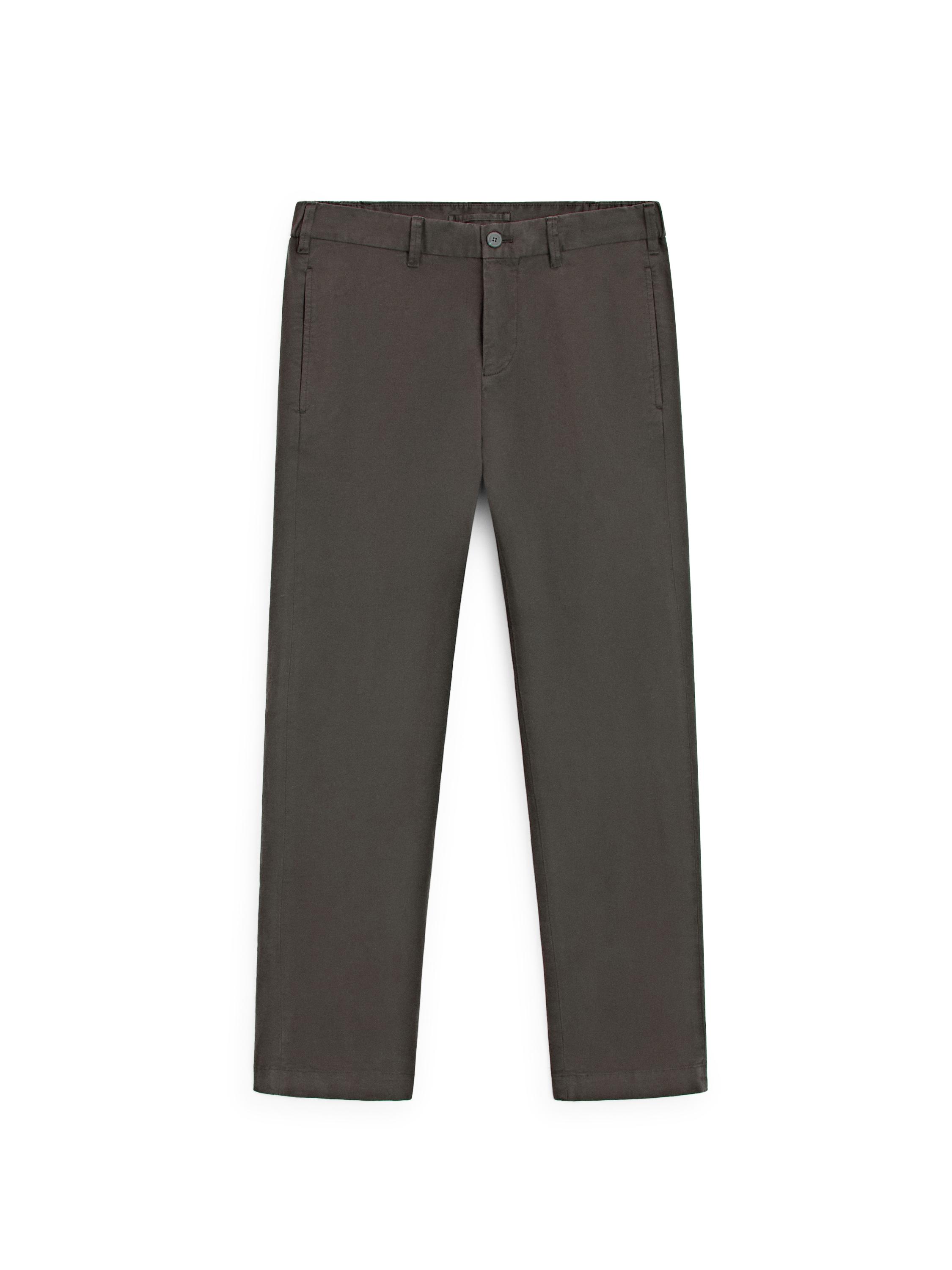 Cotton blend slim fit trousers — BROWN