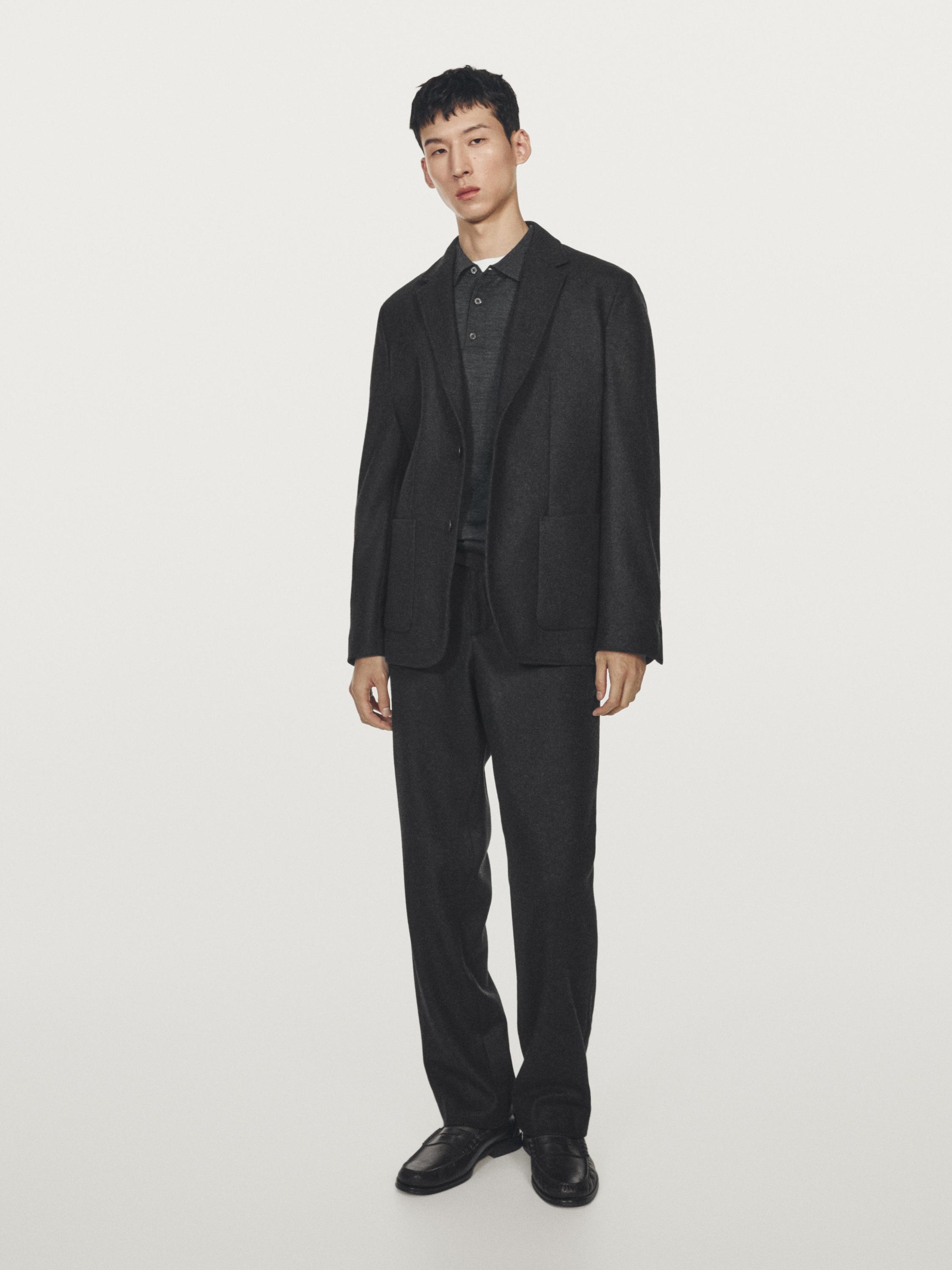 Wool blend suit trousers