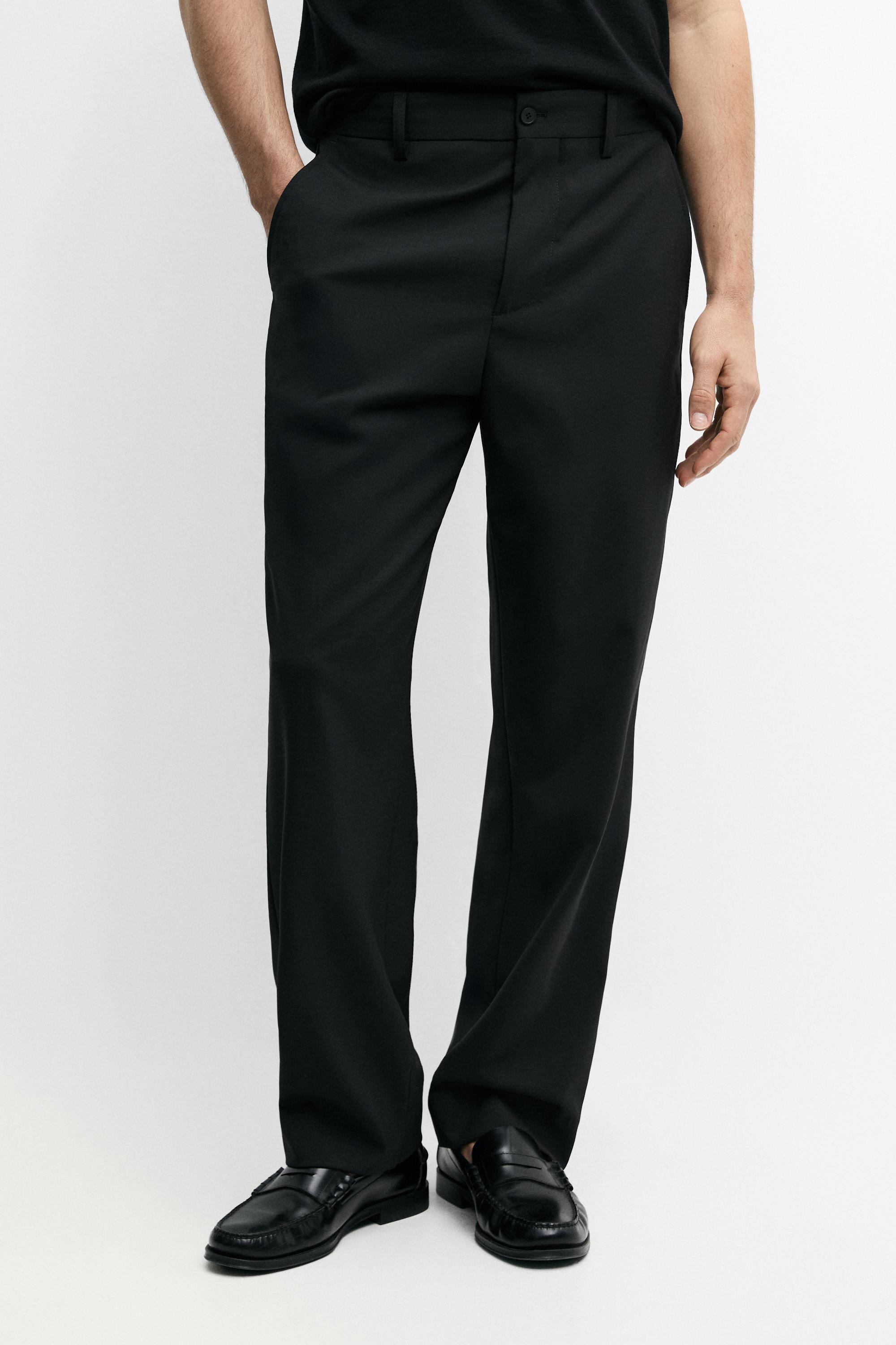 와이드 레그 콜드 울 수트 팬츠