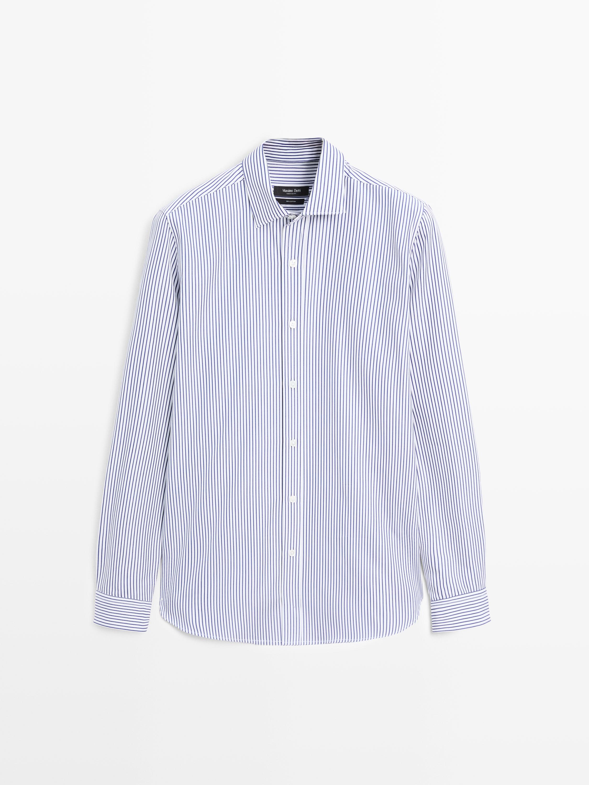 Camisa às riscas 100% algodão