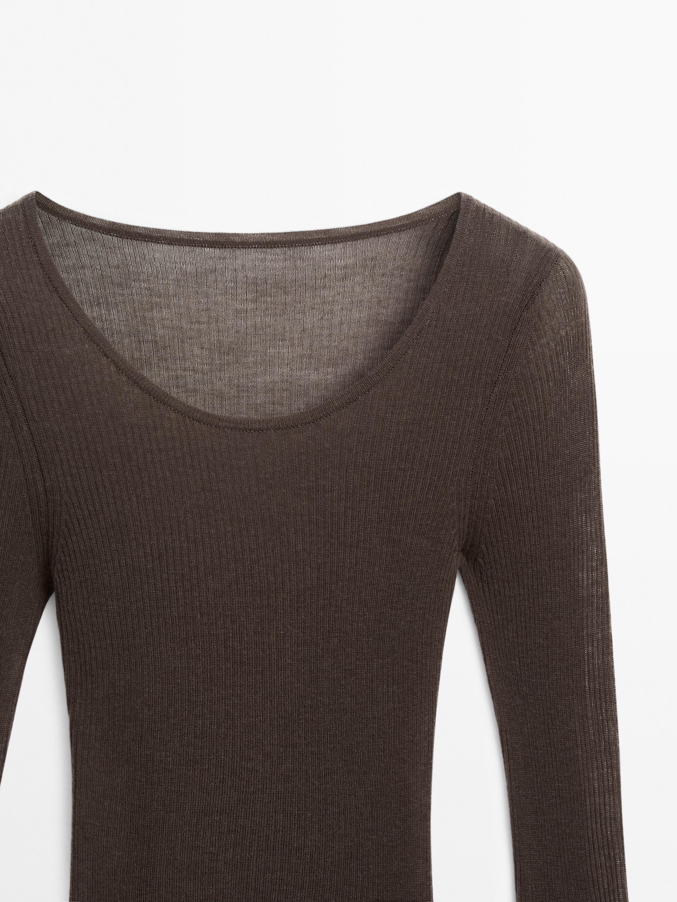 Semi-sheer 100% wool bodysuit - STUDIO
