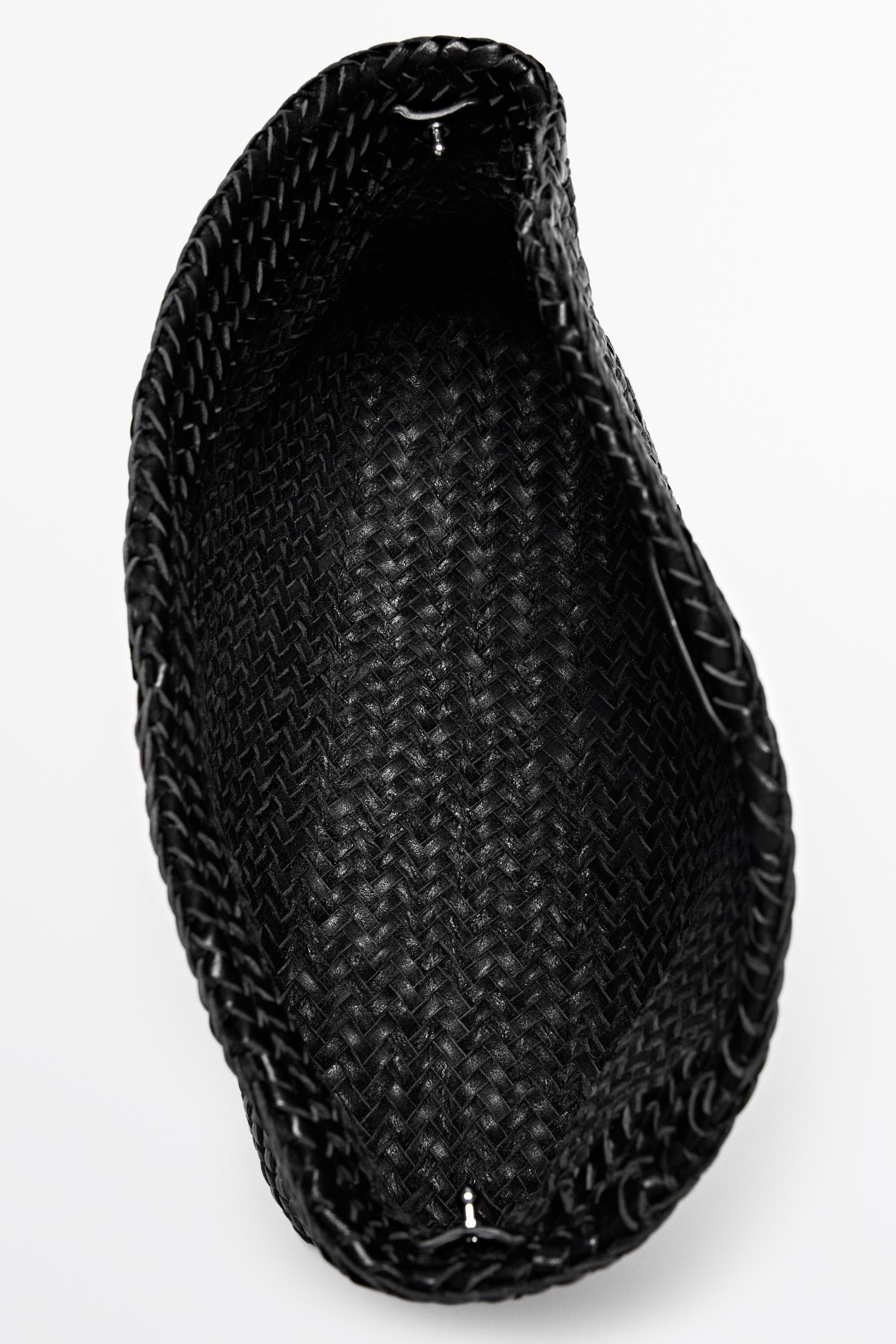 Braided nappa leather bag — BLACK