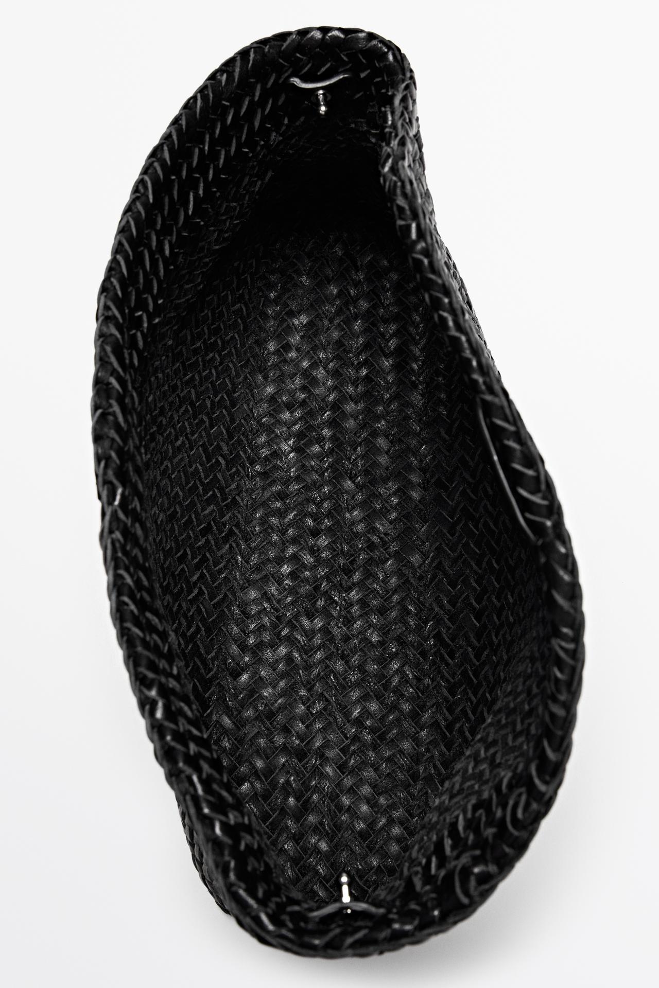 Braided nappa leather bag — BLACK