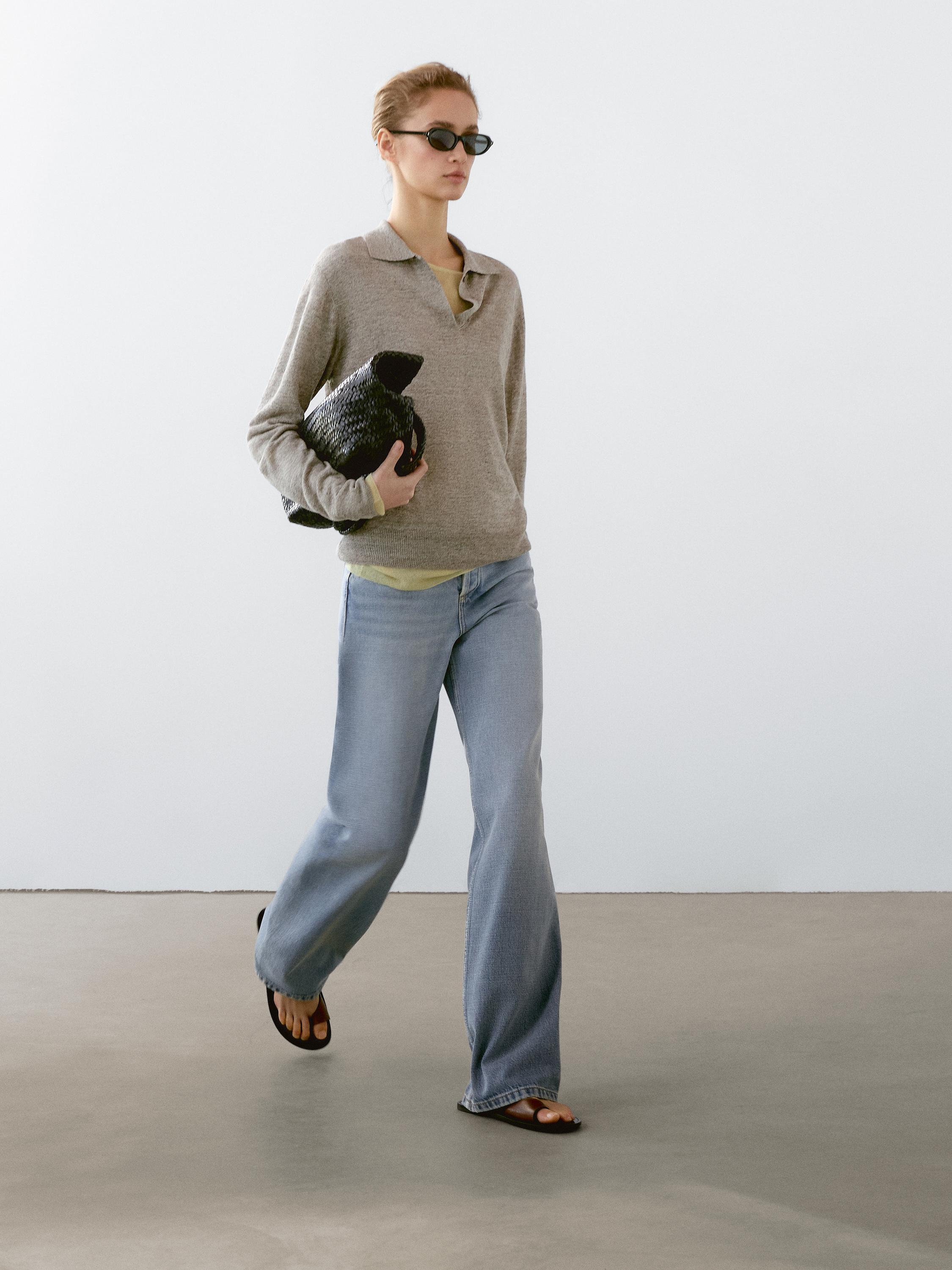100% linen melange knit sweater