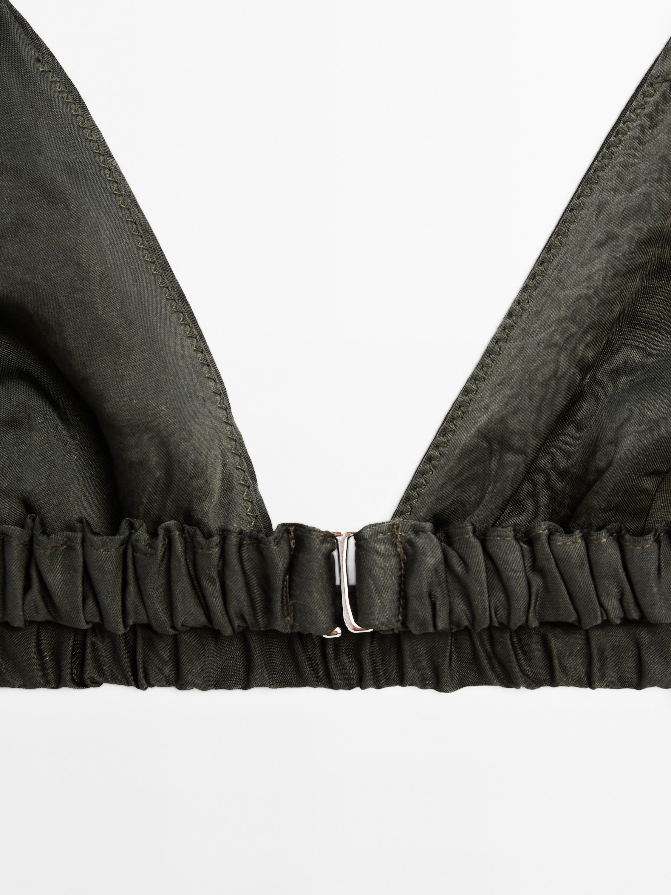 Satin triangle bra with elasticated detail - STUDIO