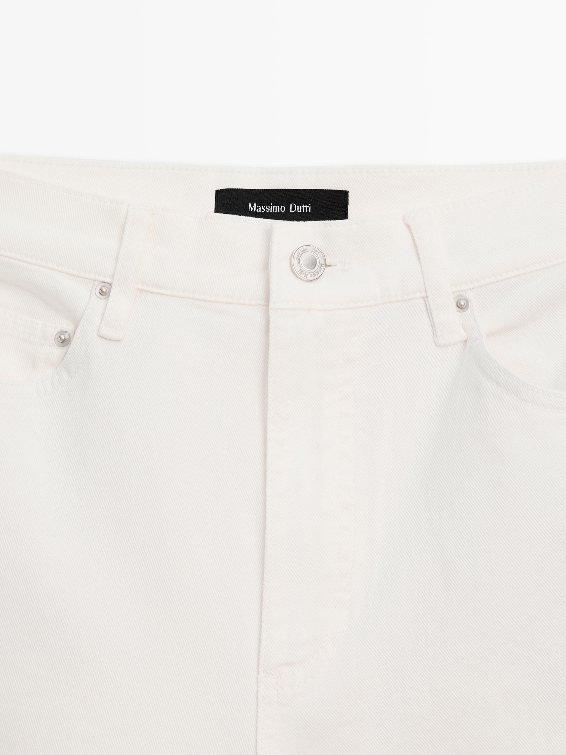 High-waist straight fit denim trousers