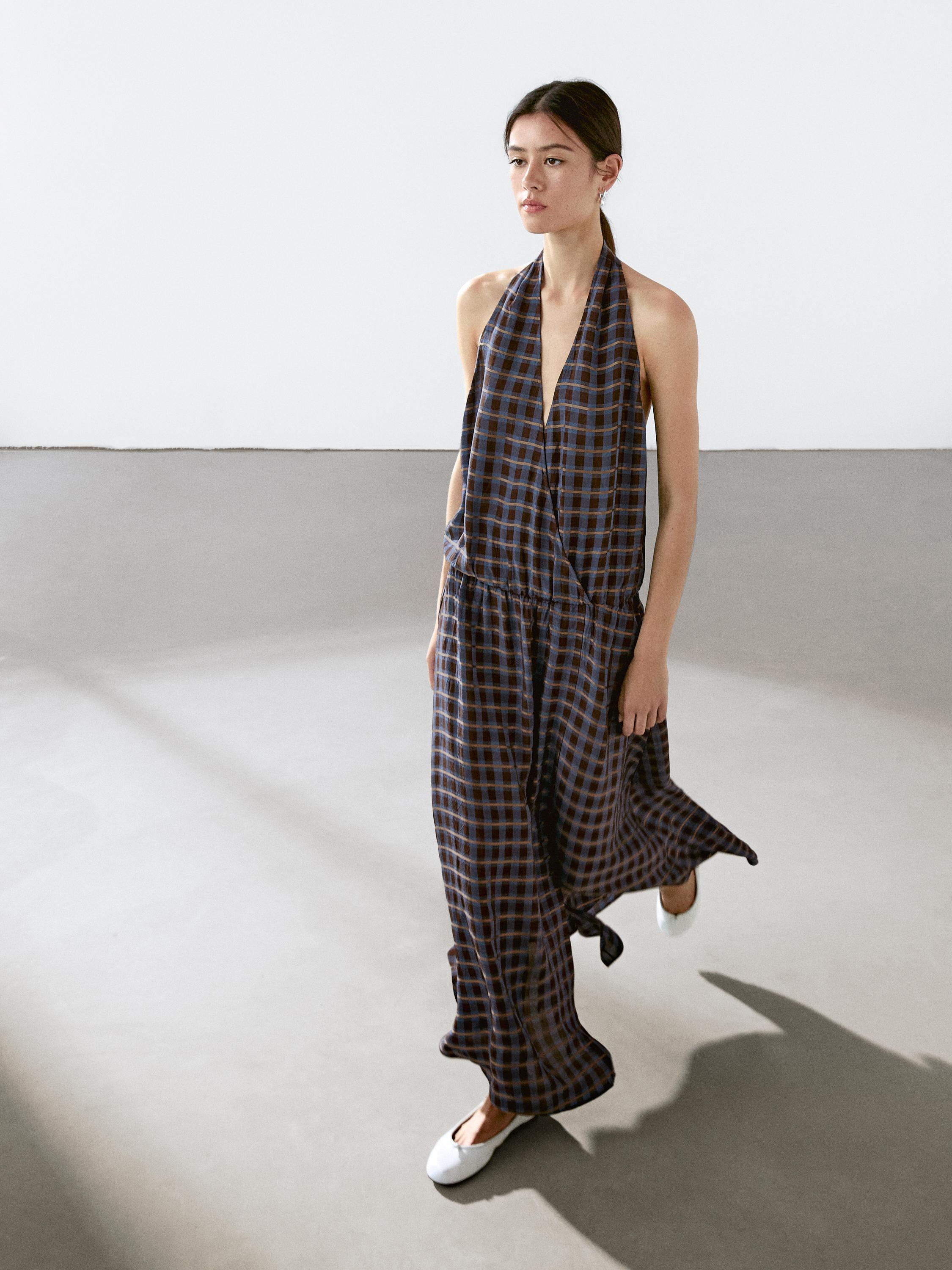 Printed flounce midi dress