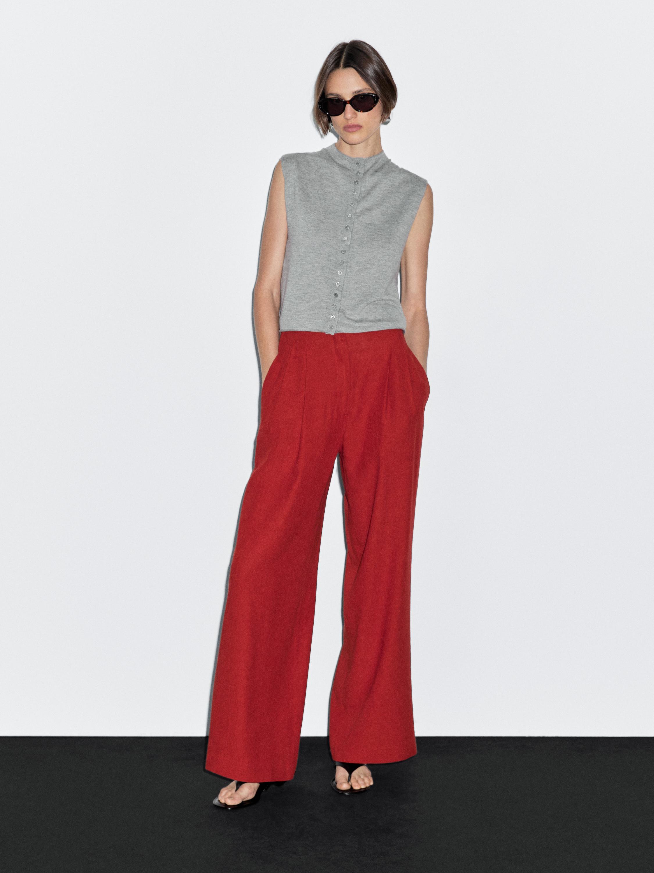 Cropped wool blend knit vest