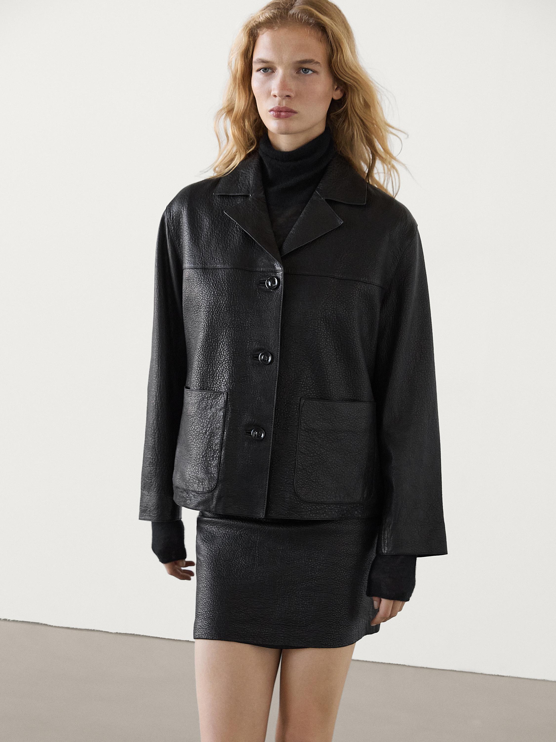 Nappa leather textured jacket
