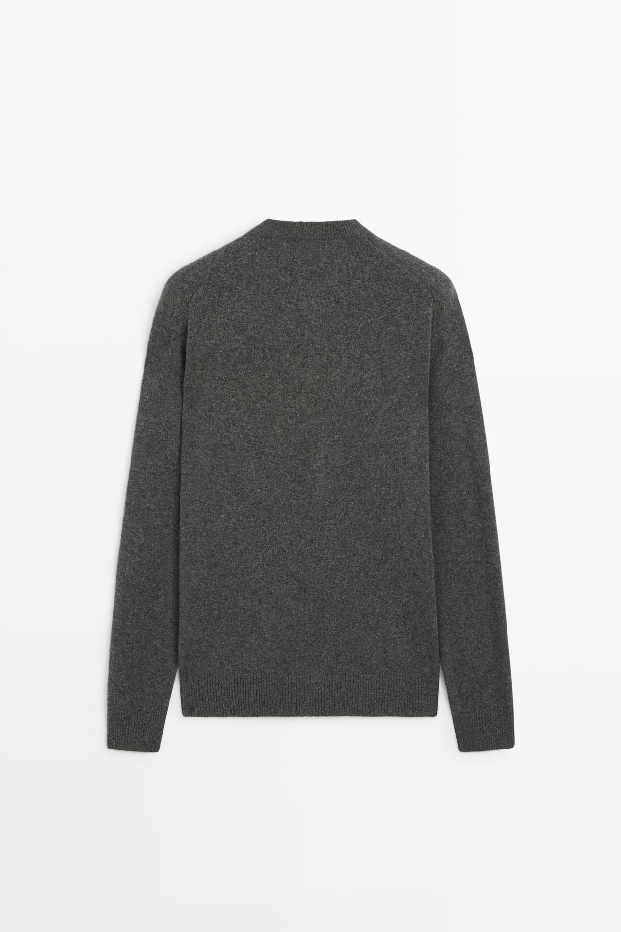100% Wool Knit Button-Front Cardigan — CHARCOAL