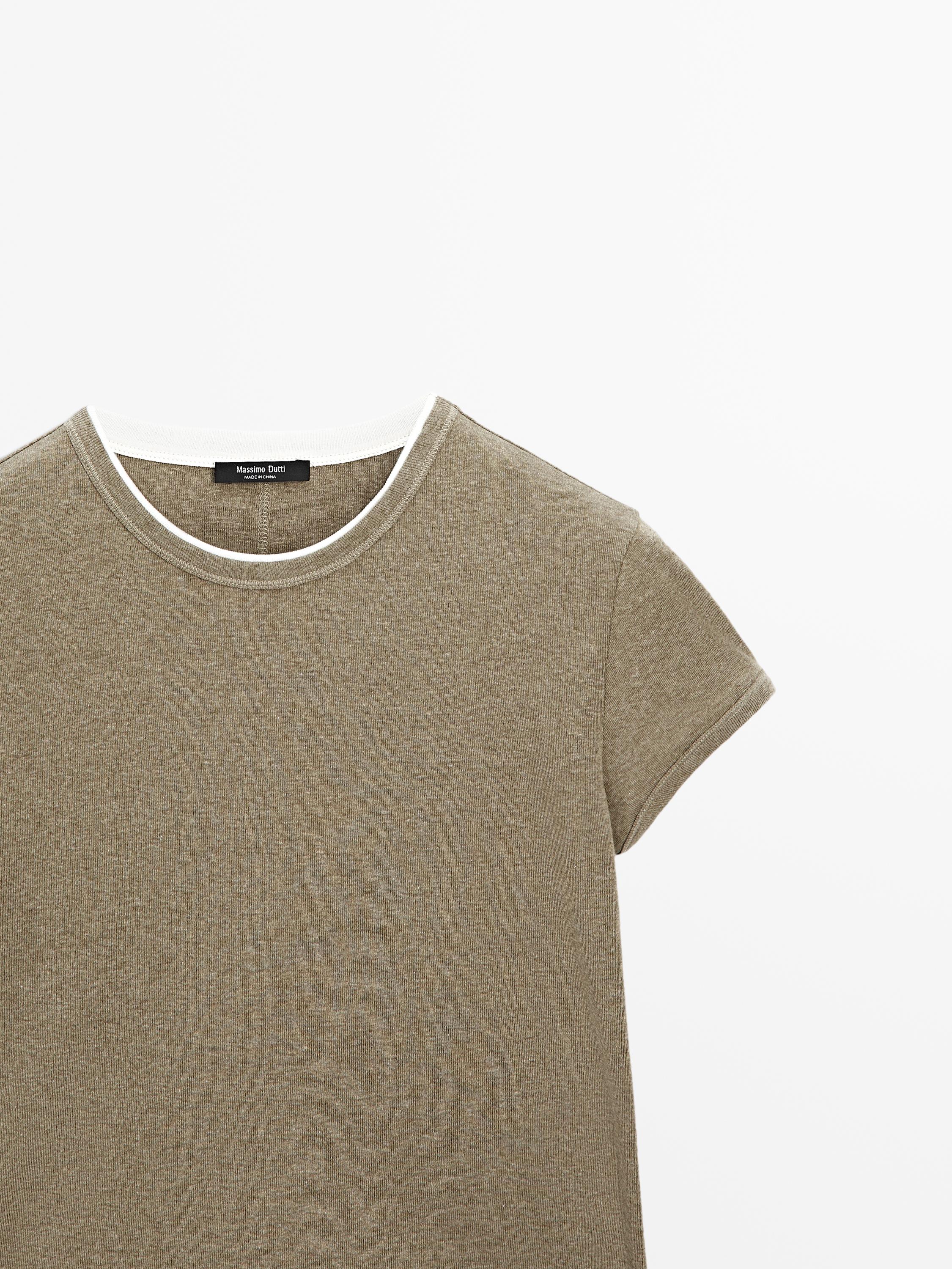 100% cotton contrast ribbed T-shirt