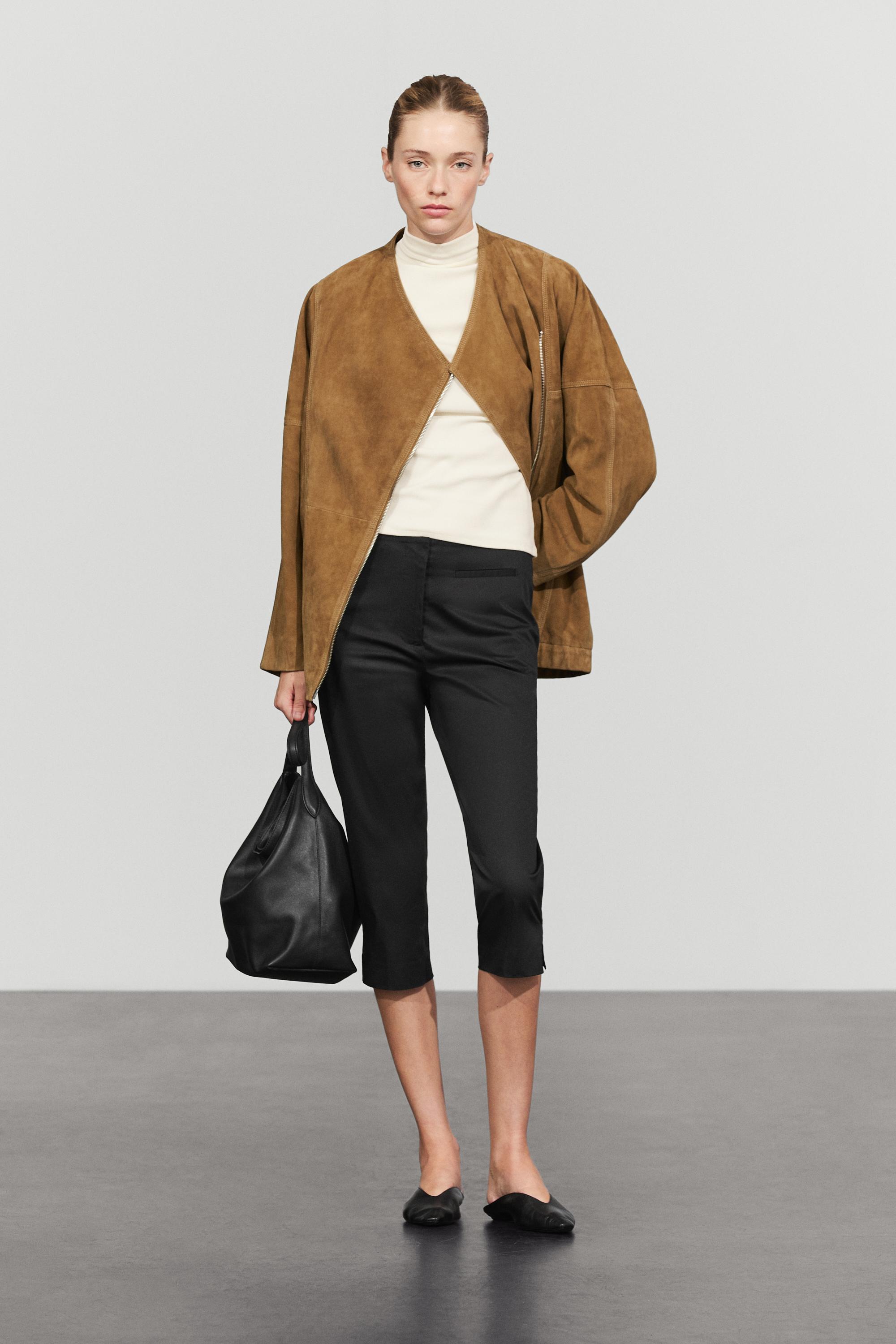 Cotton blend capris — BLACK