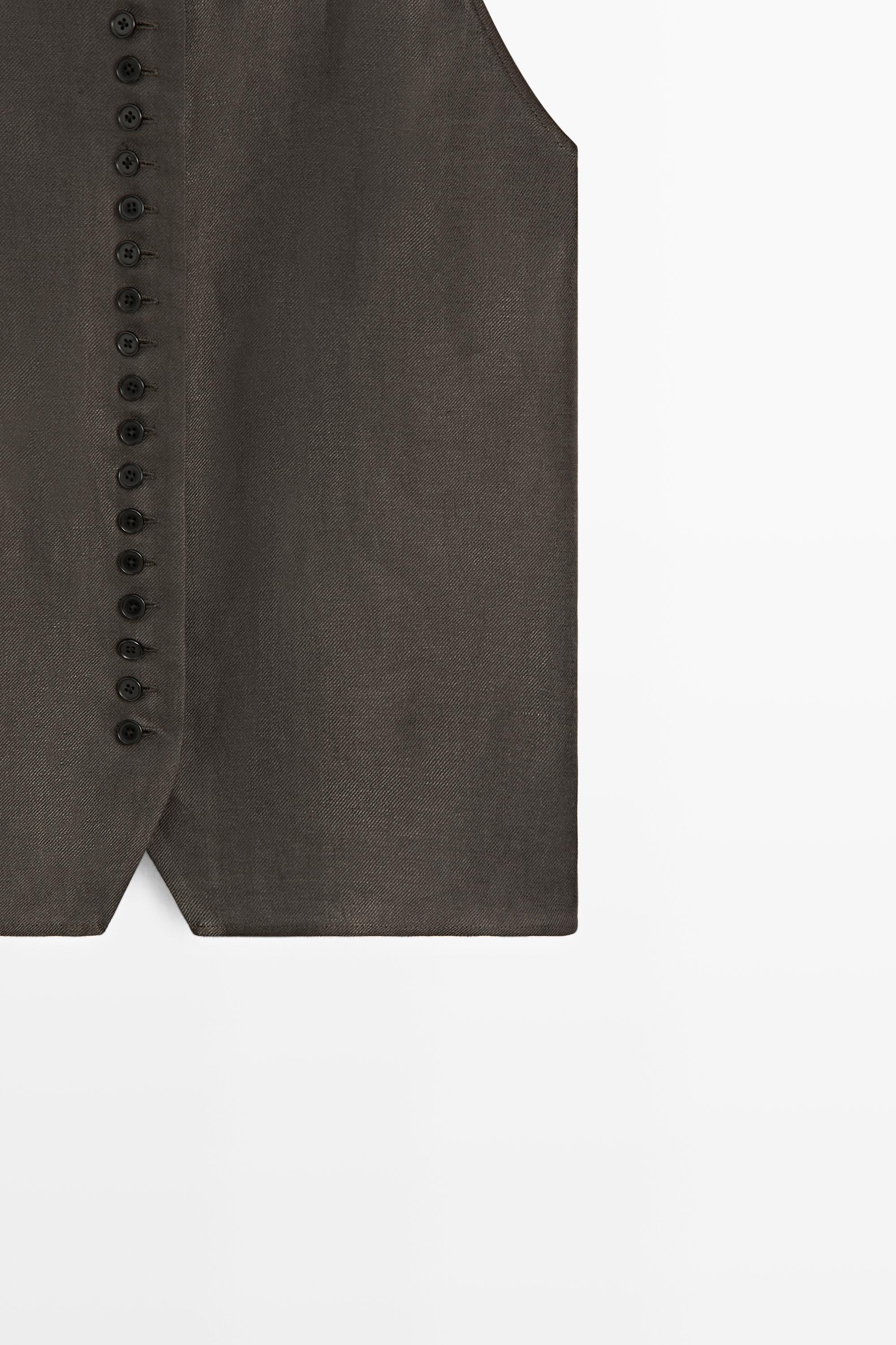 100% linen vest — BROWN MARL