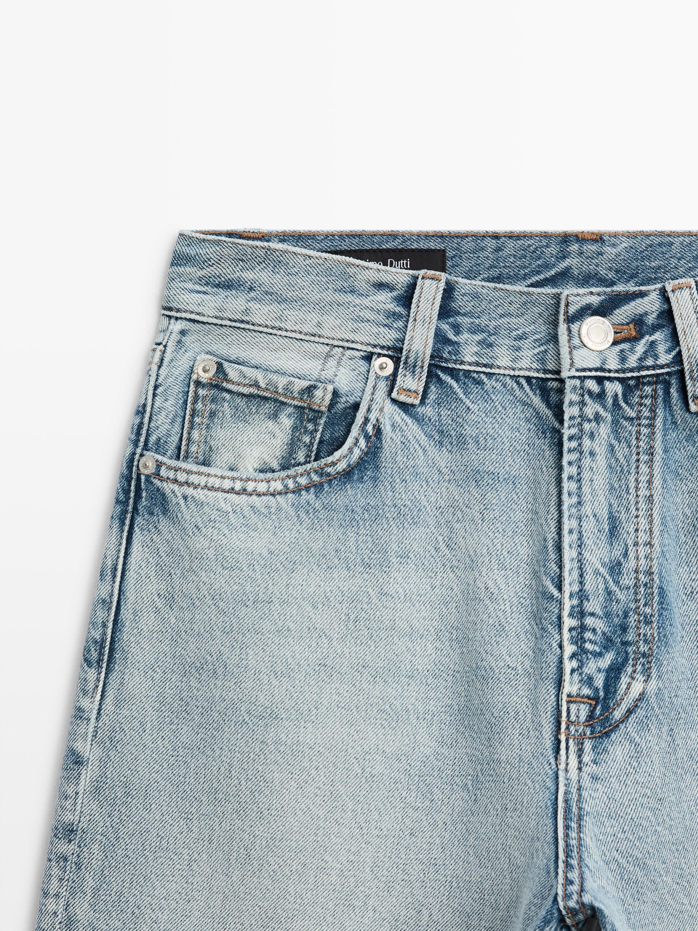 Straight-leg high-waist jeans — Light Blue