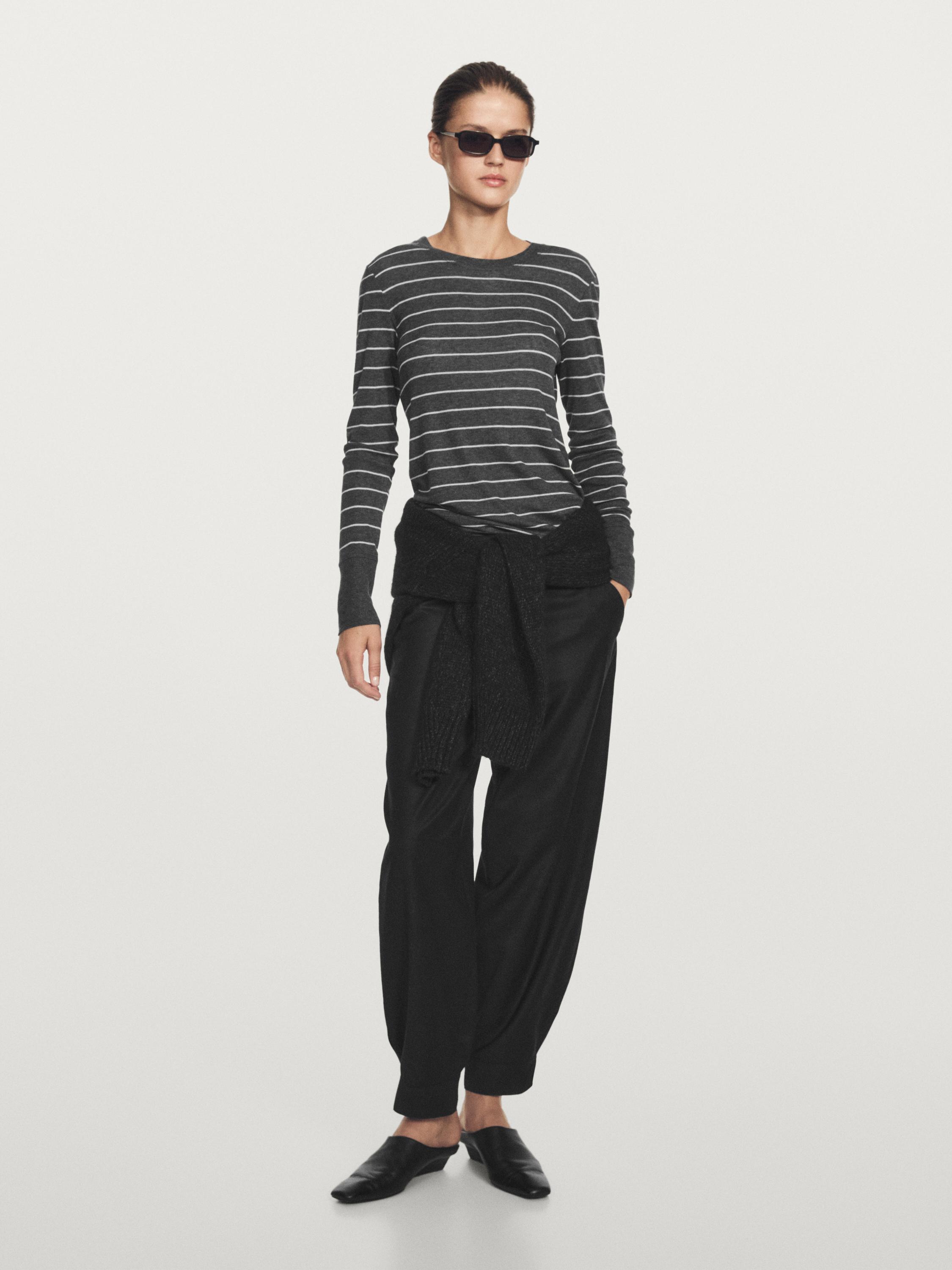 Wool blend sarouel trousers with buckle