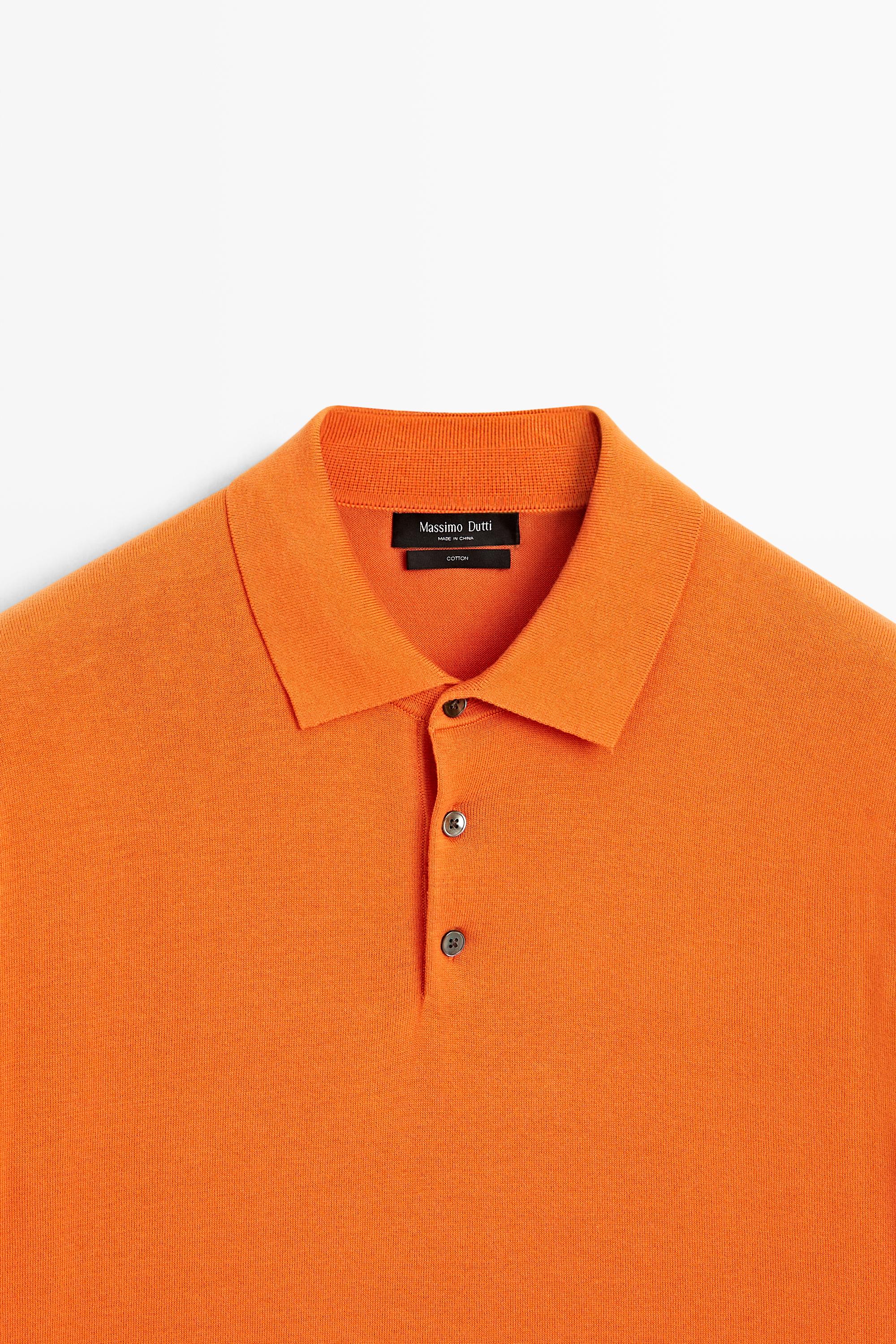 100% Cotton Knit Polo Shirt — ORANGE