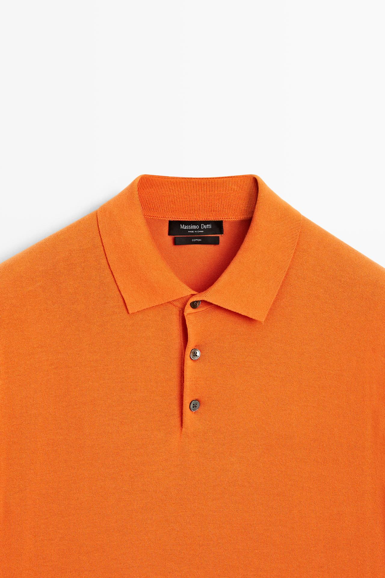 100% Cotton Knit Polo Shirt — ORANGE
