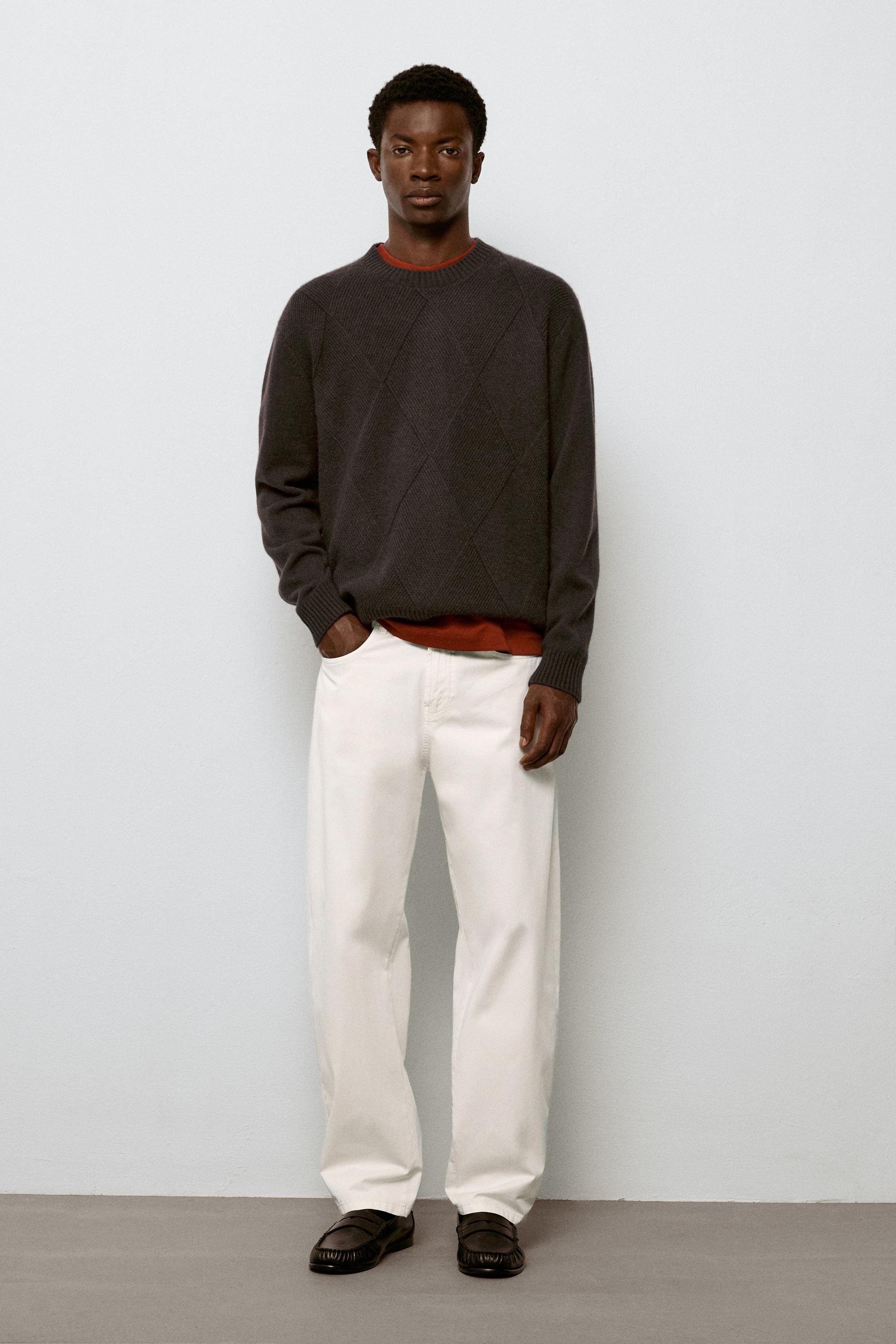 Barrel fit poplin denim-effect pants — STONE