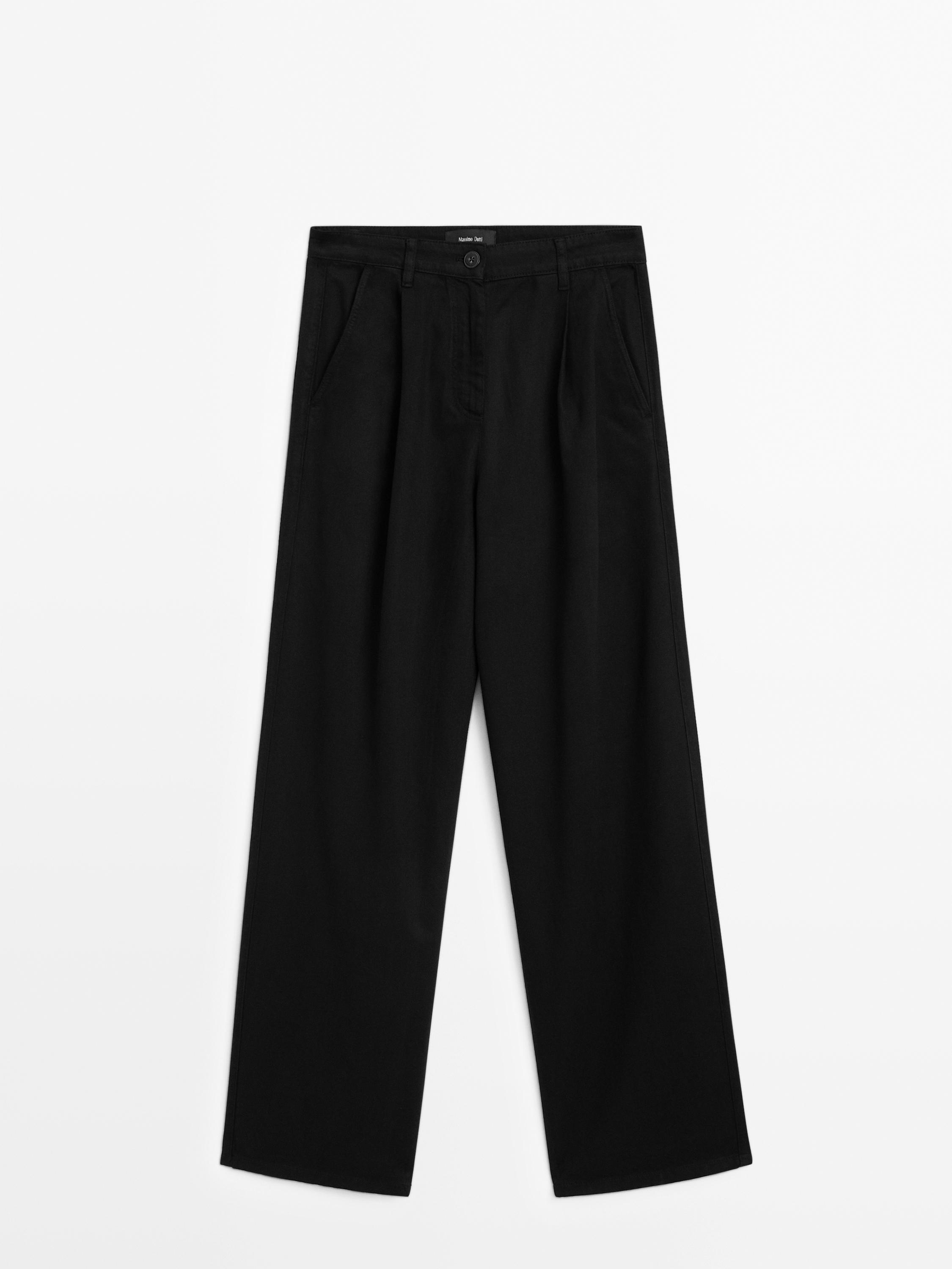 Flowing cotton blend trousers