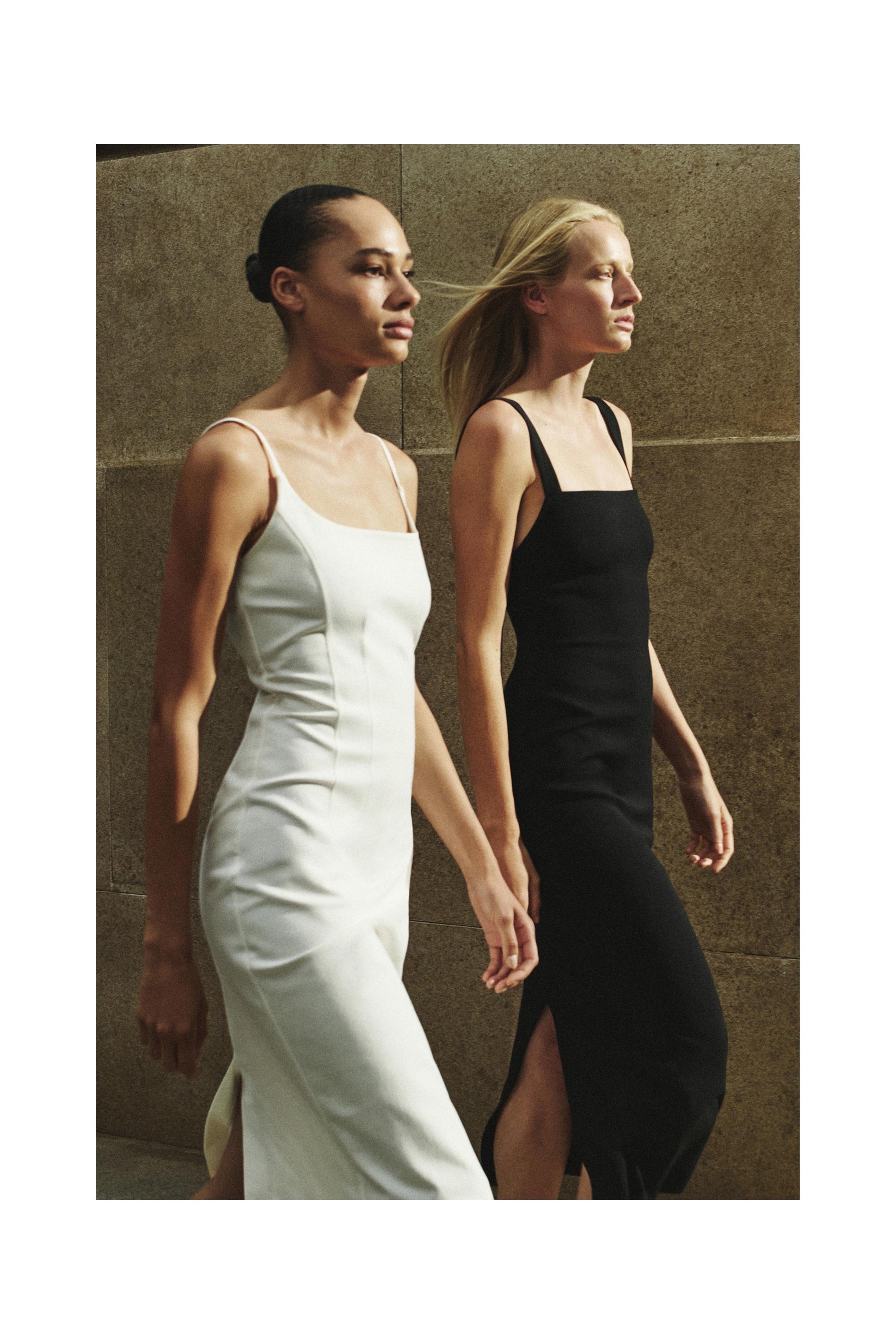 Strappy midi dress — Black