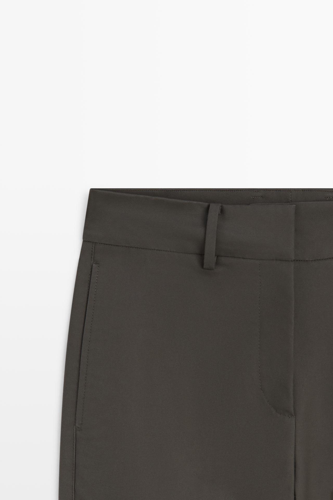 100% cotton carrot fit pants — MOLE BROWN