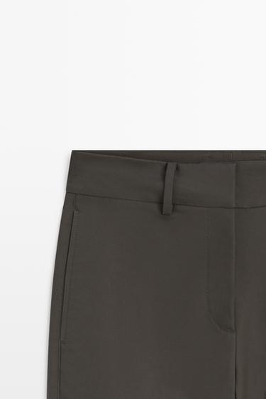 100% cotton carrot fit pants — MOLE BROWN 4