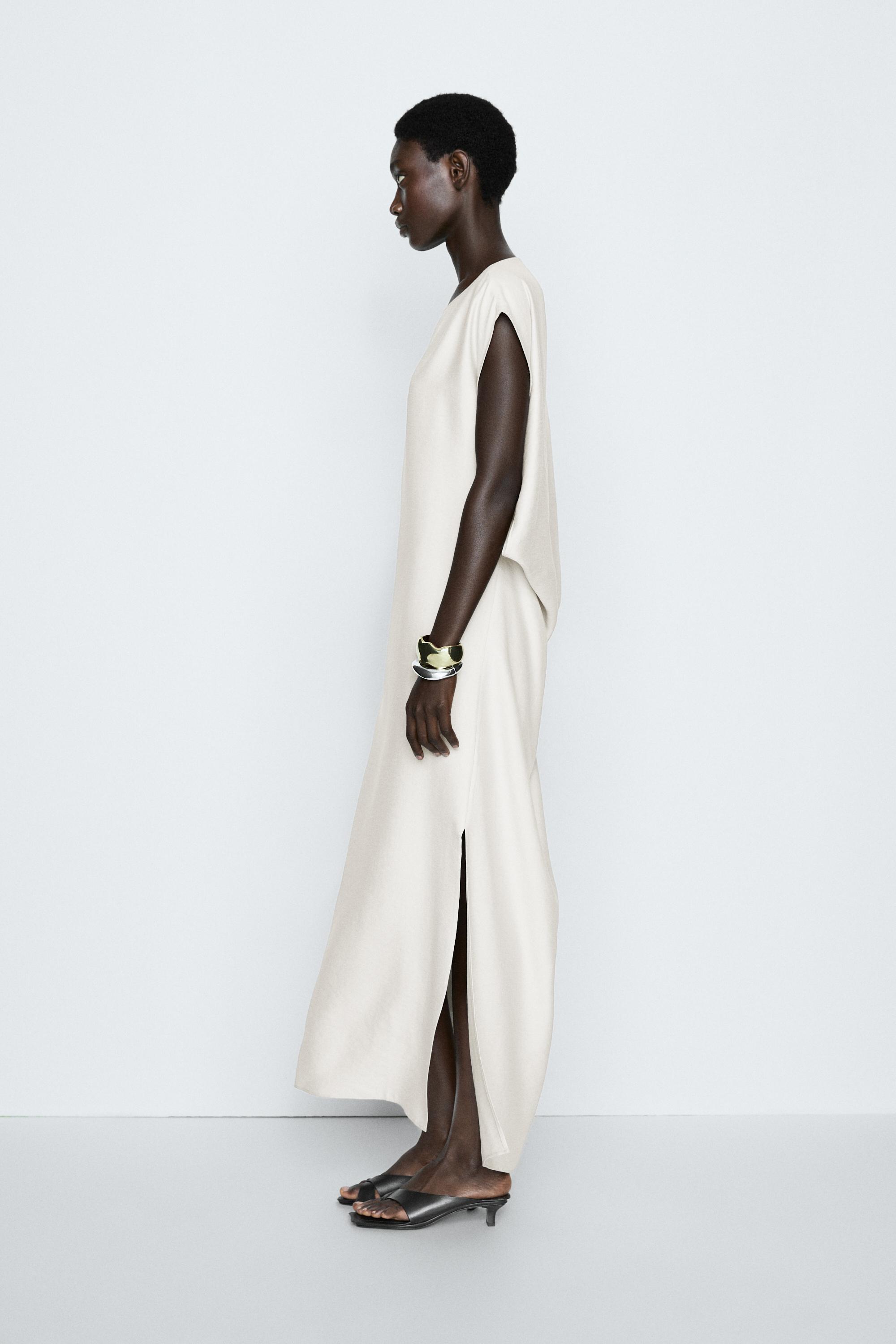 Asymmetrical drape detail dress - STUDIO — STONE