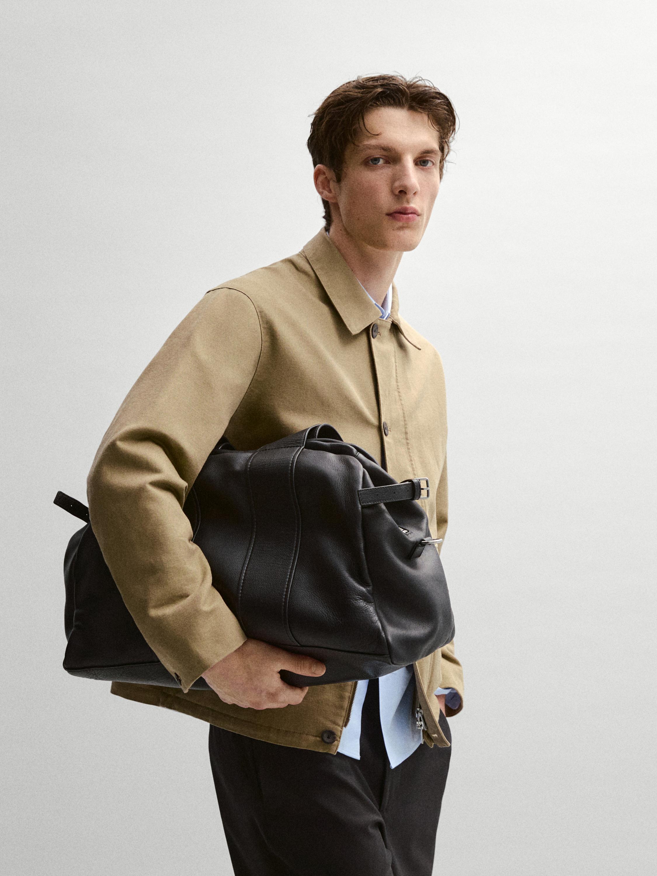 Nappa leather travel bag — BLACK
