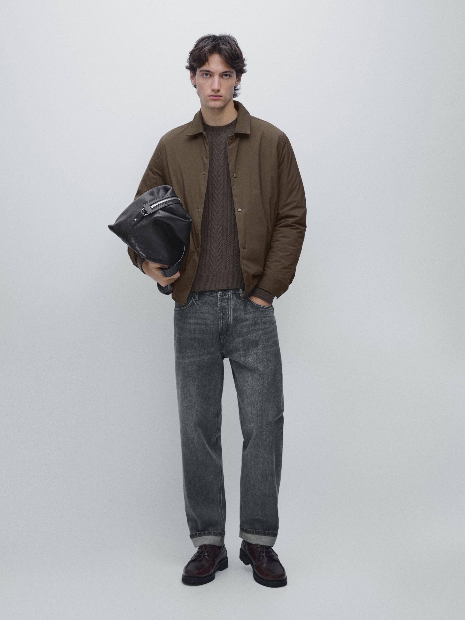 Giacca Camicia Imbottita Leggera Water Repellent - Kaki - M - Massimo Dutti - Maschile