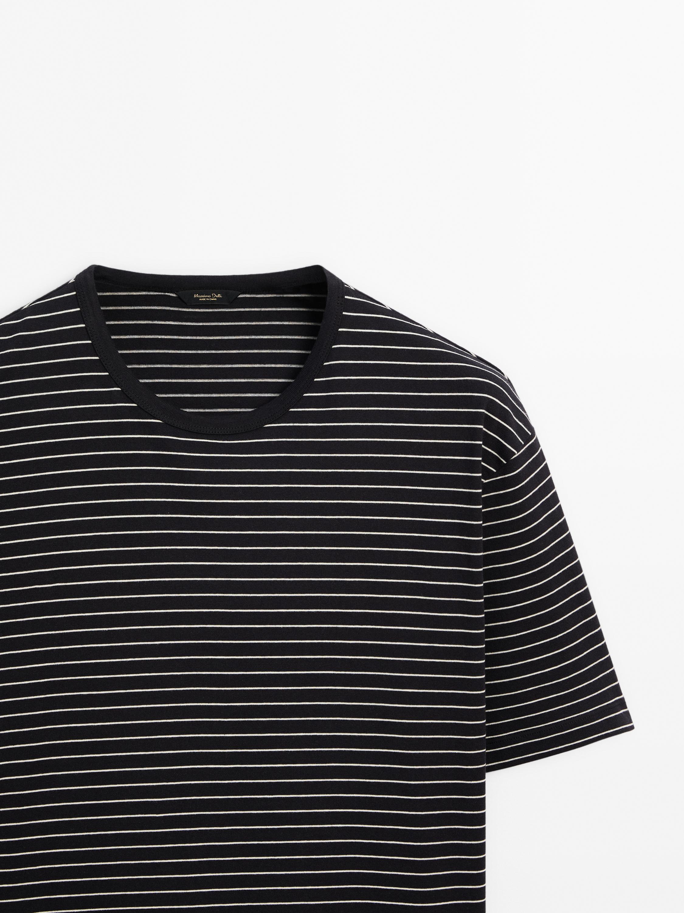Striped 100% medium weight cotton T-shirt