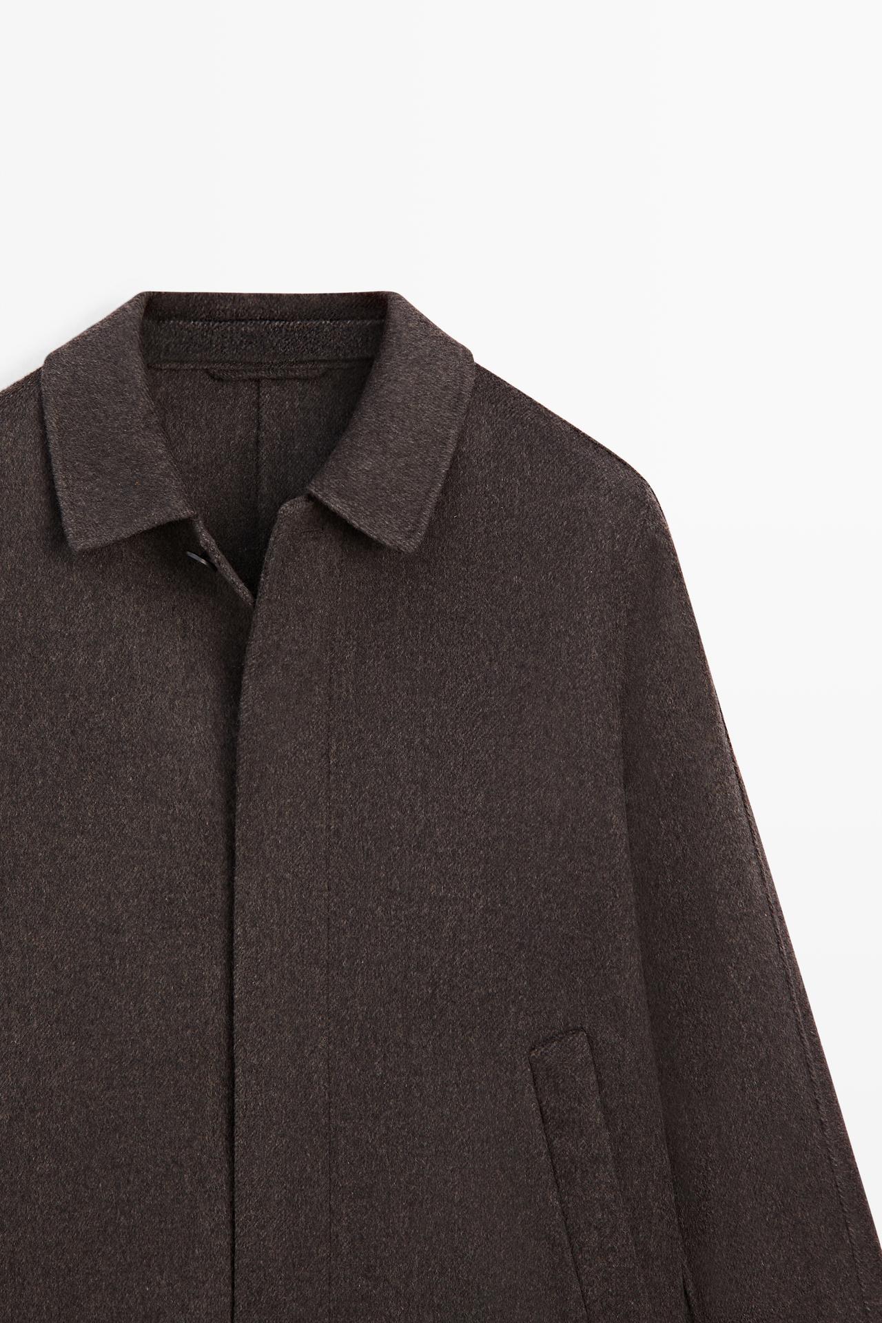 Double-faced wool blend short coat — GREY