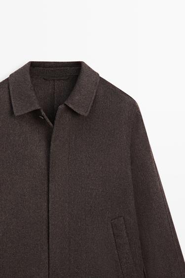 Double-faced wool blend short coat — GREY 4