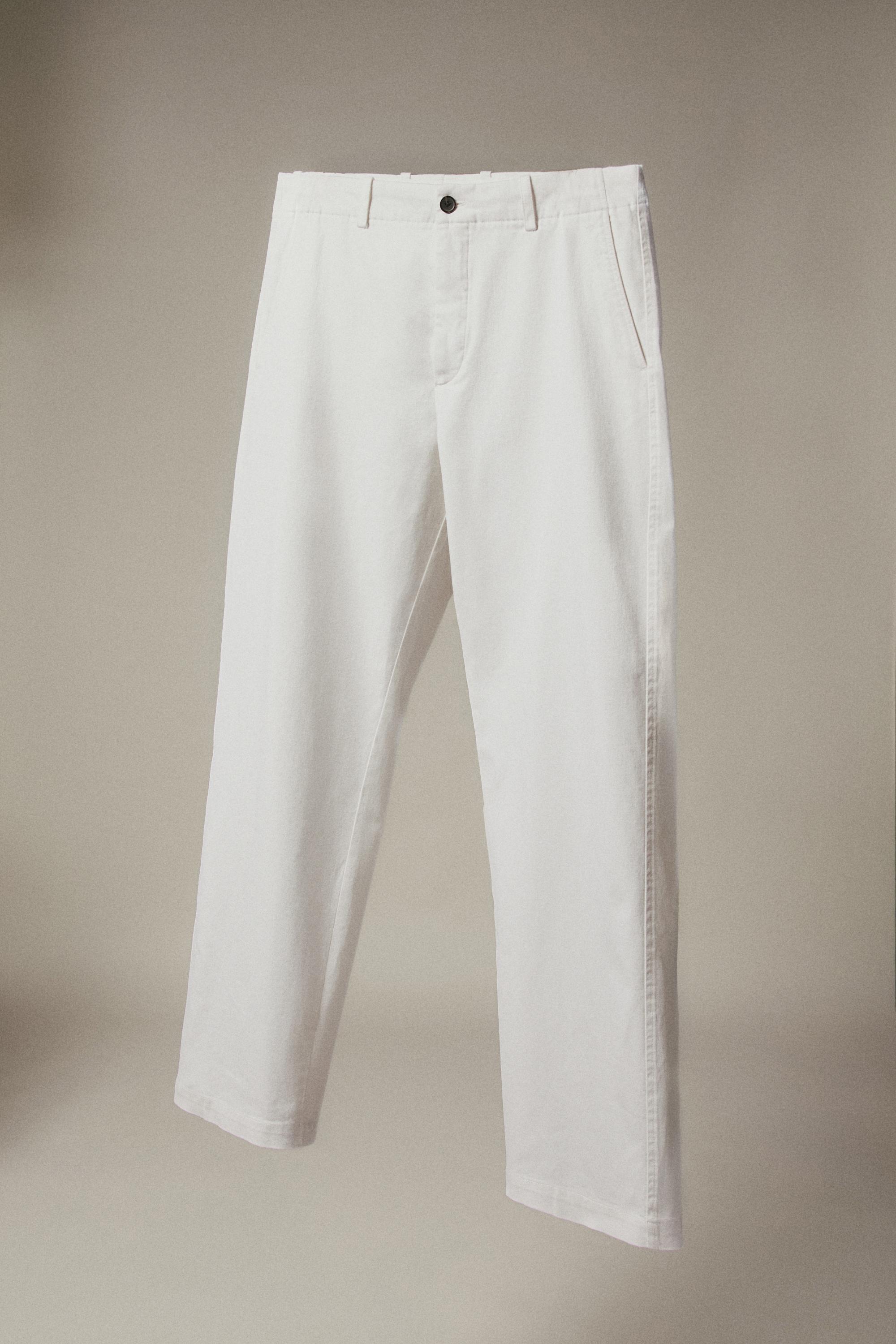 Cotton blend straight-leg pants — Off white