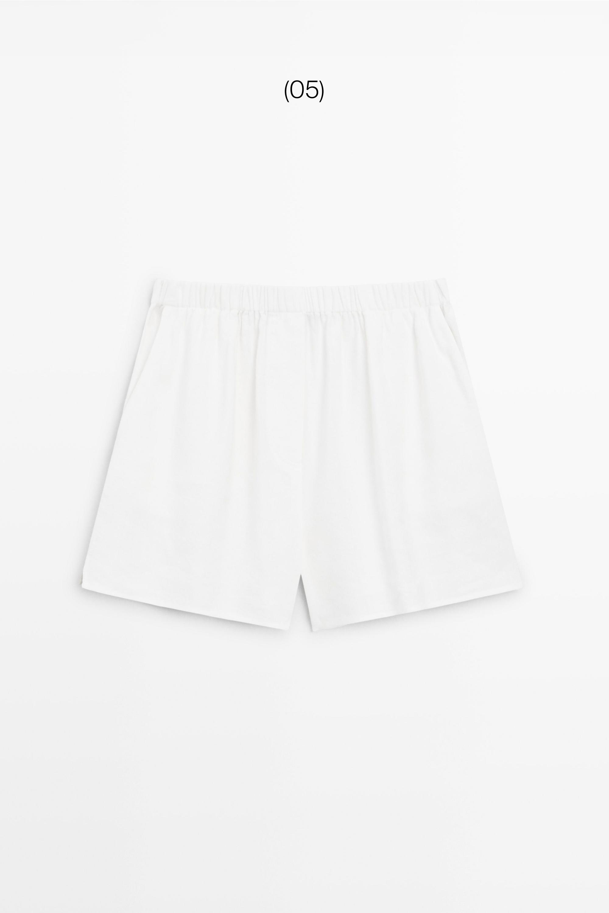 Linen blend total look short Bermuda shorts — Off white