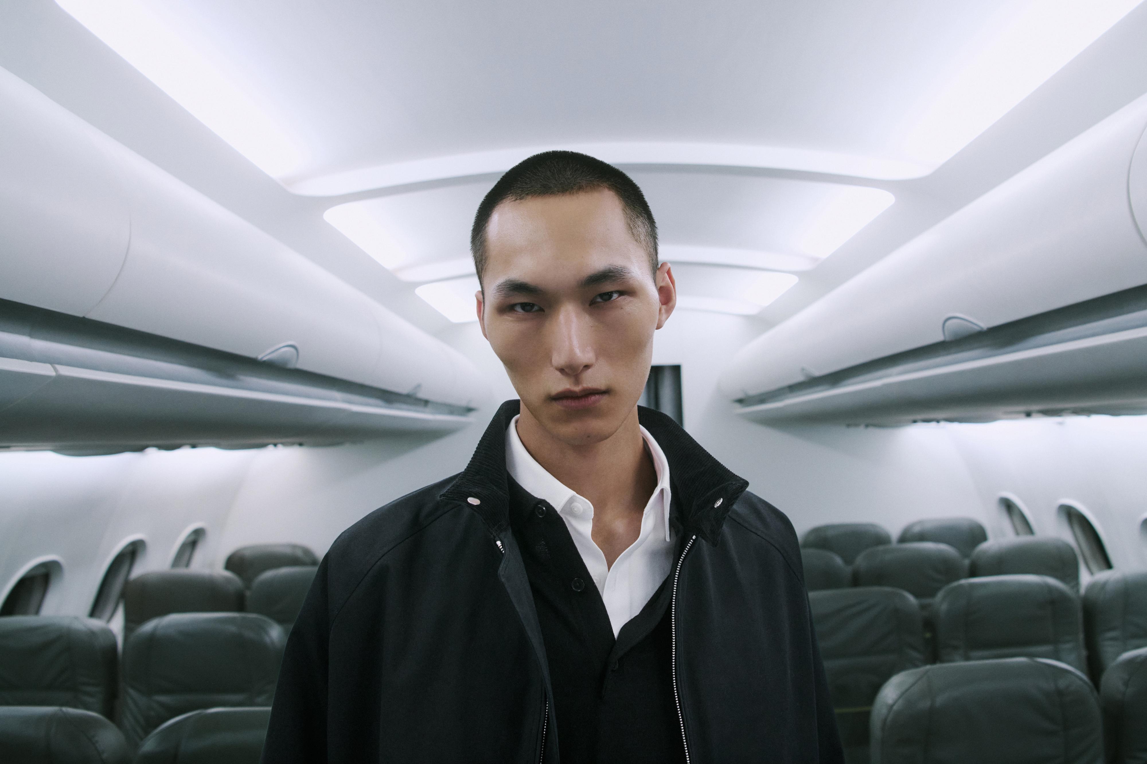 Bomber jacket with collar detail — DARK NAVY