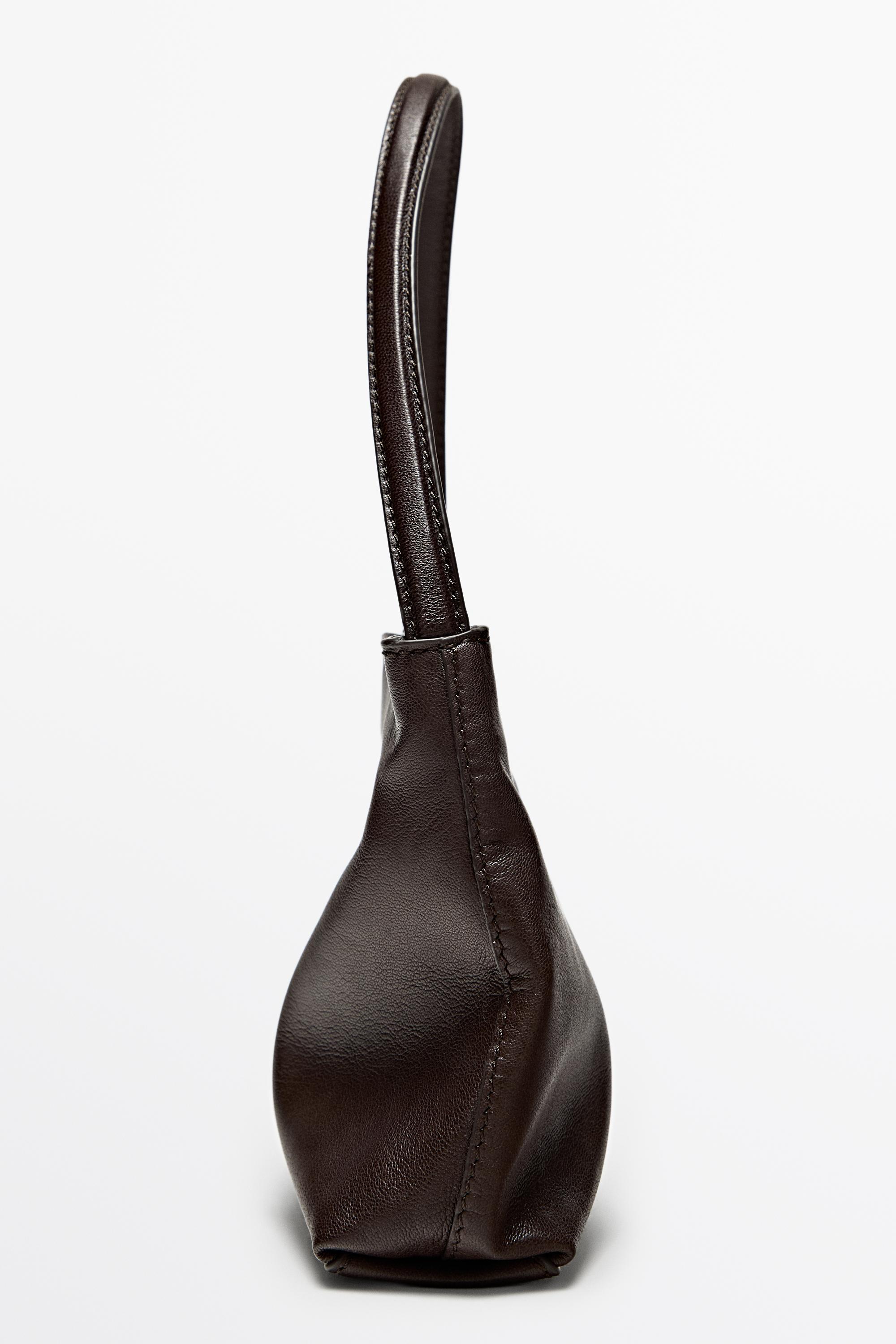Small nappa leather shoulder bag — BROWN