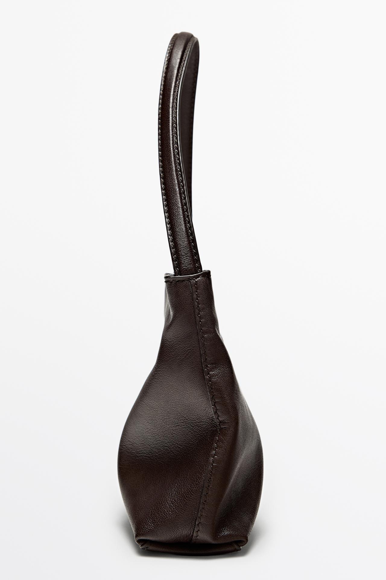 Small nappa leather shoulder bag — BROWN