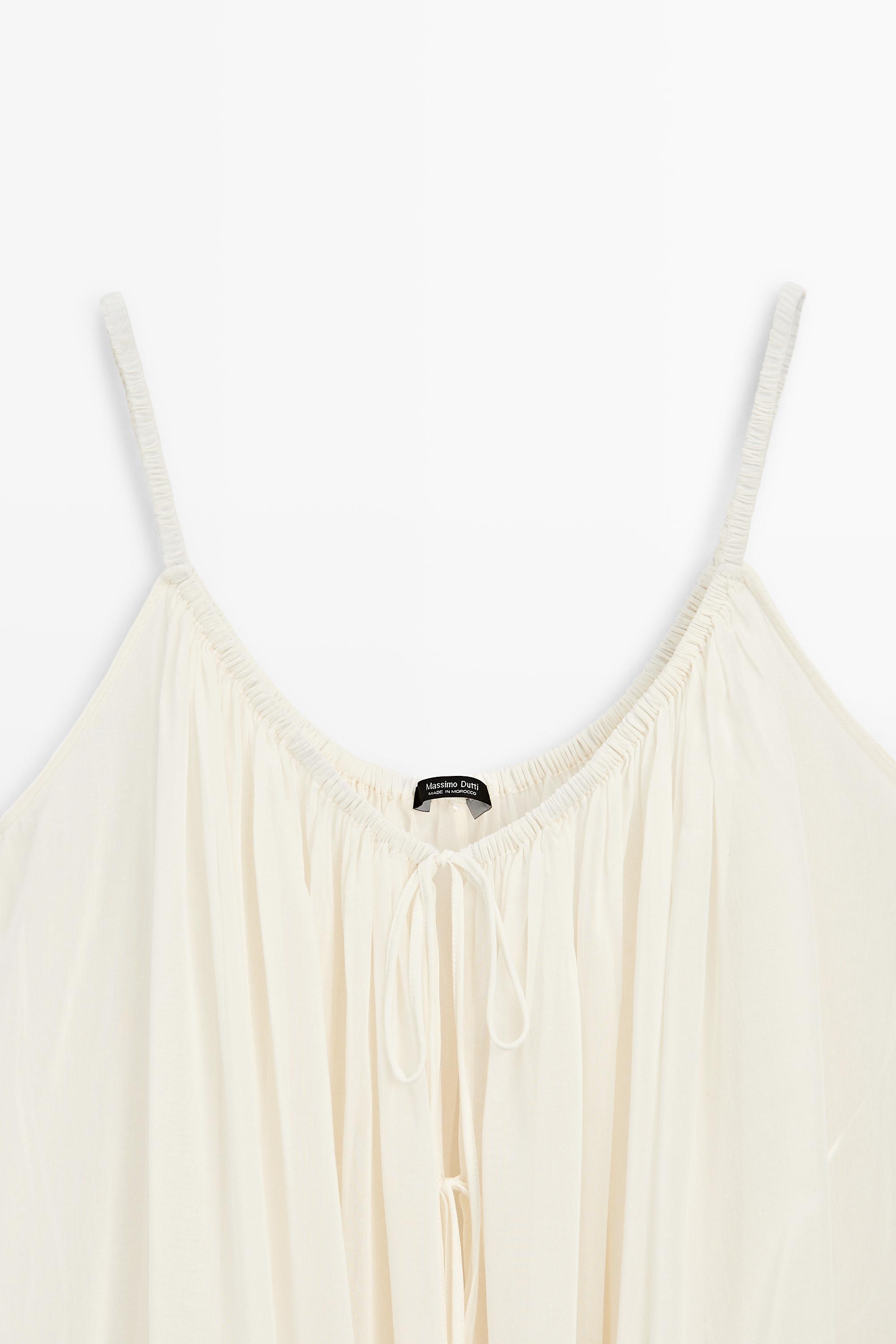 Cotton cupro blend camisole with bow details — CREAM